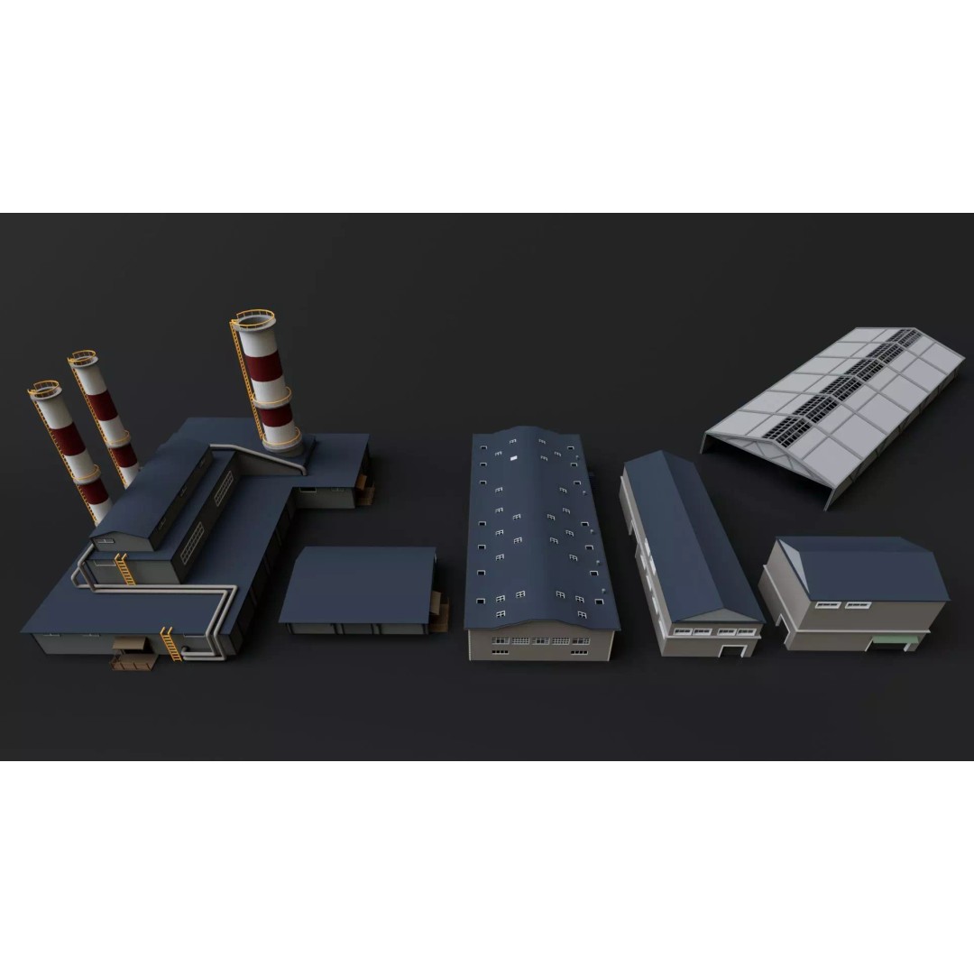 Refinery Factory Power Plant 3D Model – Mega Pack Collection, Game Ready - View 8