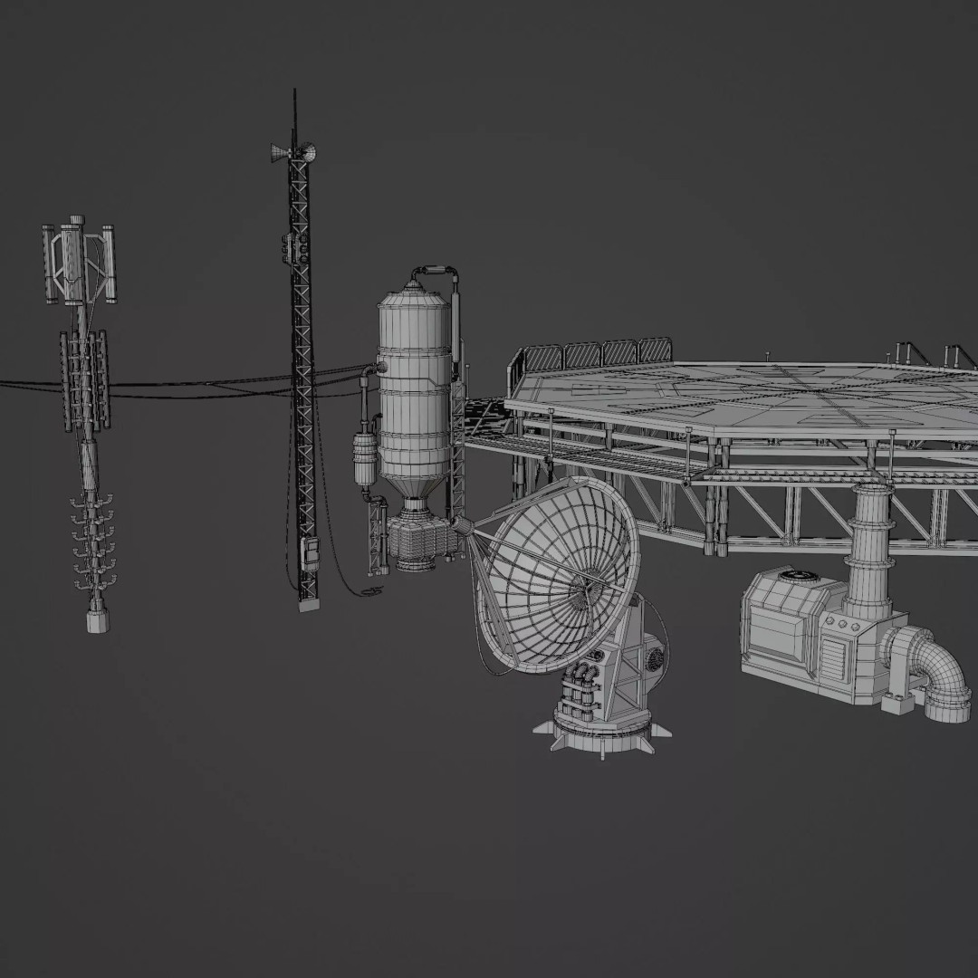 Sci-Fi Industrial Rooftop 3D Model – Low Poly Modular Asset, PBR Textures - View 12