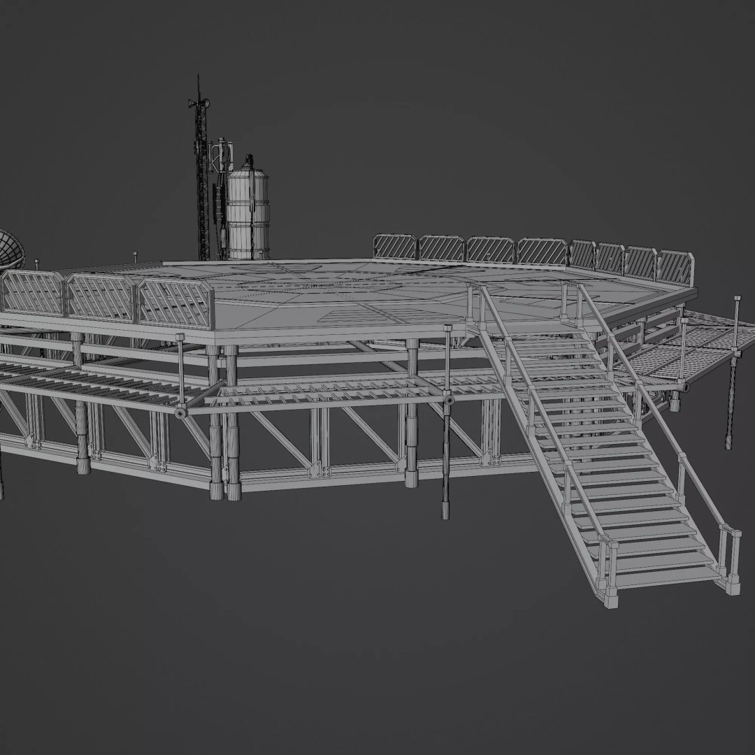 Sci-Fi Industrial Rooftop 3D Model – Low Poly Modular Asset, PBR Textures - View 13