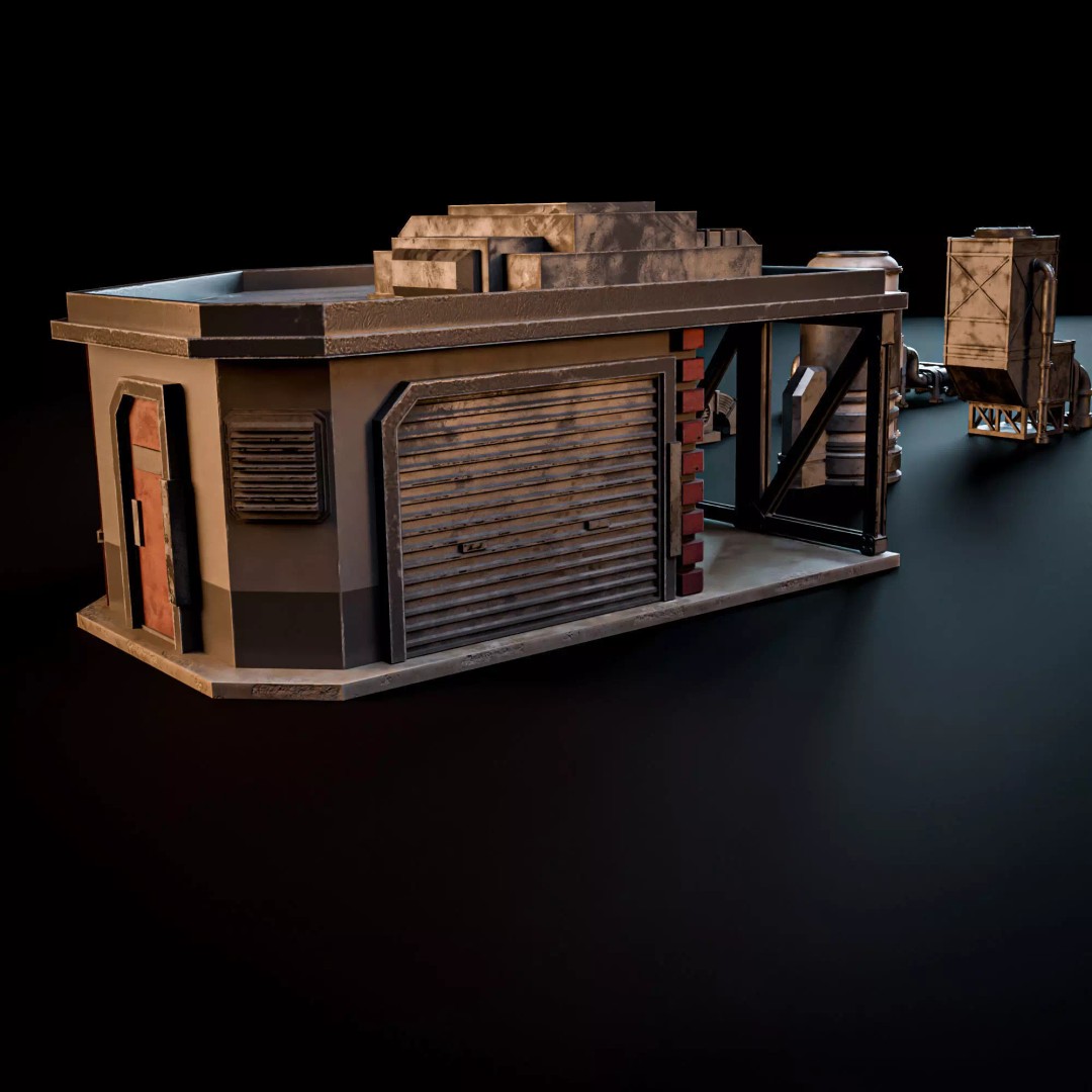 Sci-Fi Industrial Rooftop 3D Model – Low Poly Modular Asset, PBR Textures - View 8