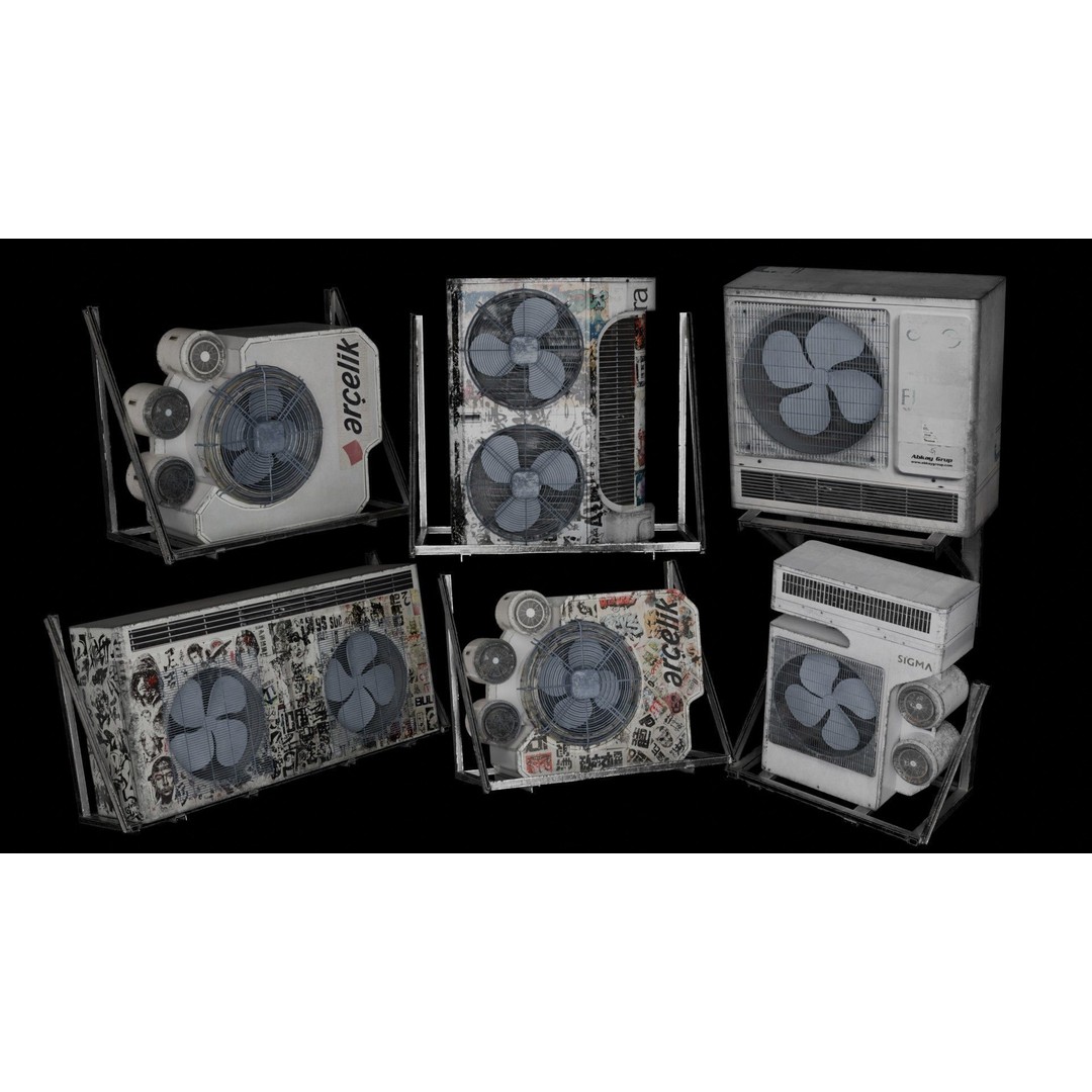 Graffiti-Covered Air Conditioner 3D Model – Low Poly Urban Asset, Blender - View 13
