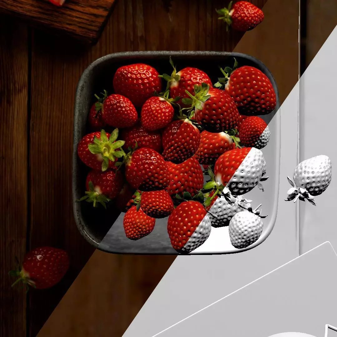 Strawberry 3D Model – Photorealistic Scene with Textures, FBX, OBJ - View 2
