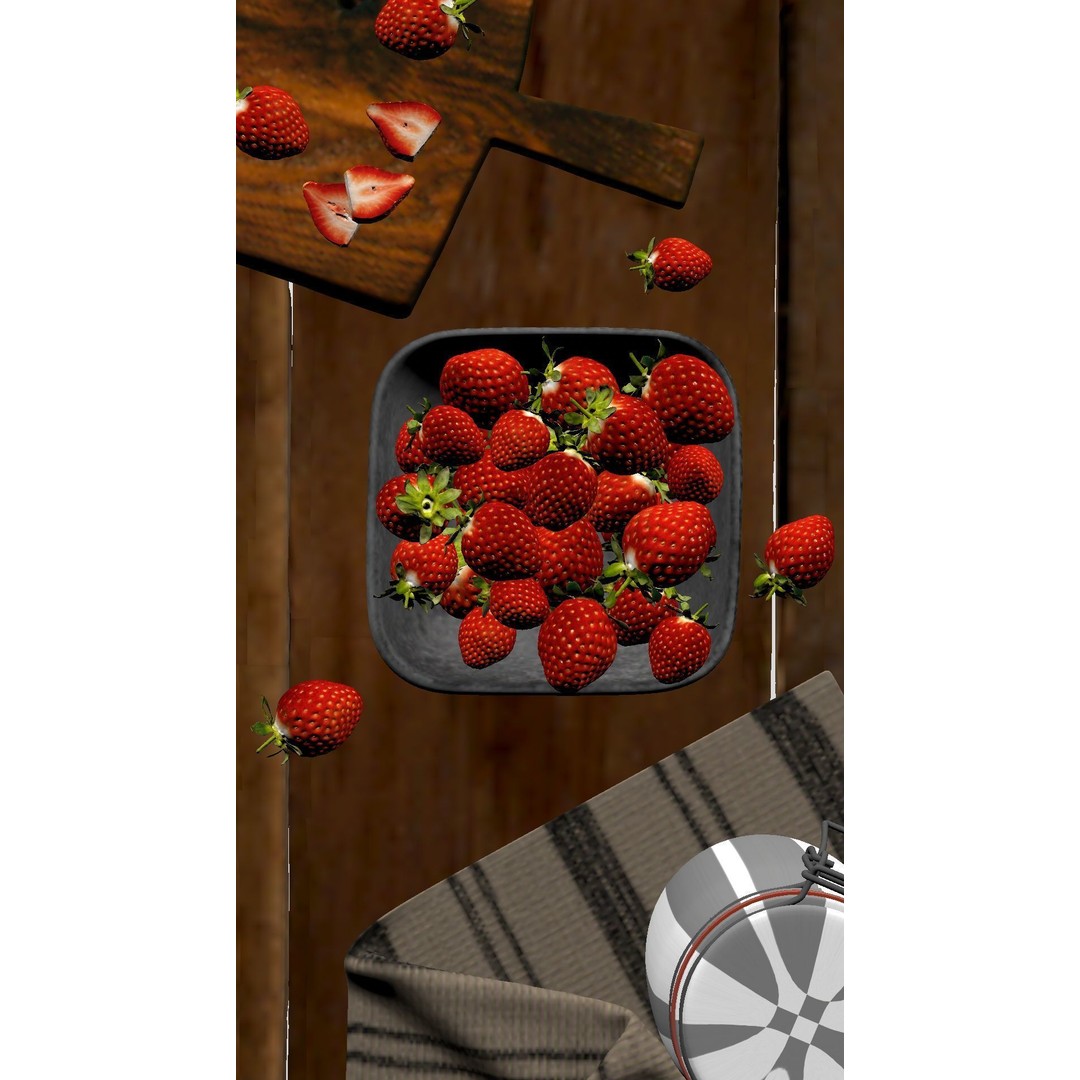 Strawberry 3D Model – Photorealistic Scene with Textures, FBX, OBJ - View 5