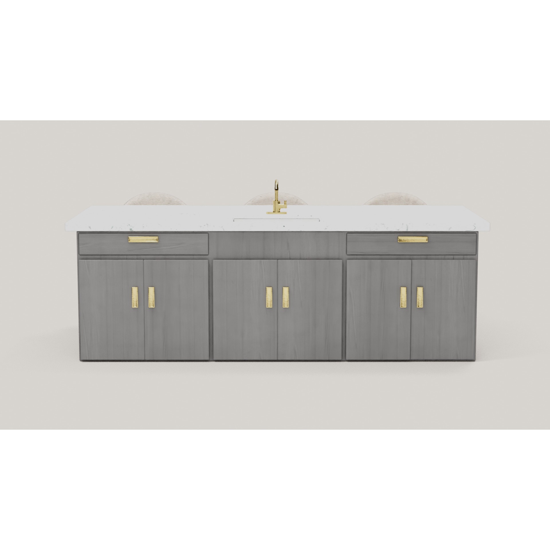 Modern Kitchen Island with Sink - Game-Ready 3D Model - View 4