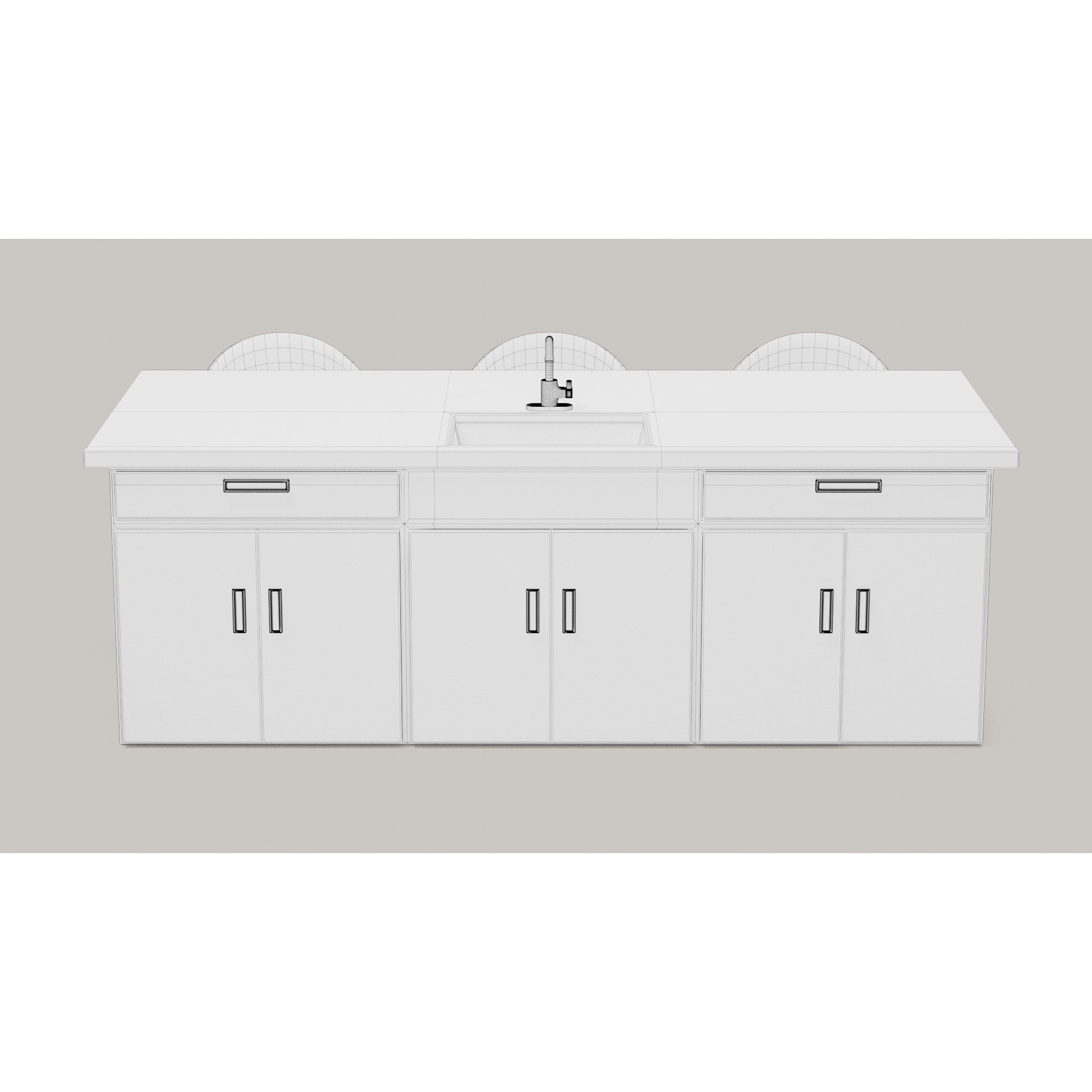 Modern Kitchen Island with Sink - Game-Ready 3D Model - View 5