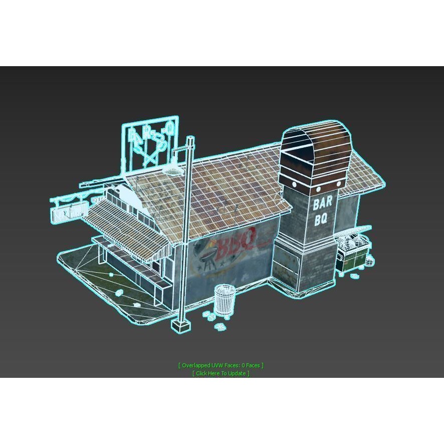Abandoned Barbeque Restaurant 3D Model – Realistic PBR Asset, FBX, OBJ