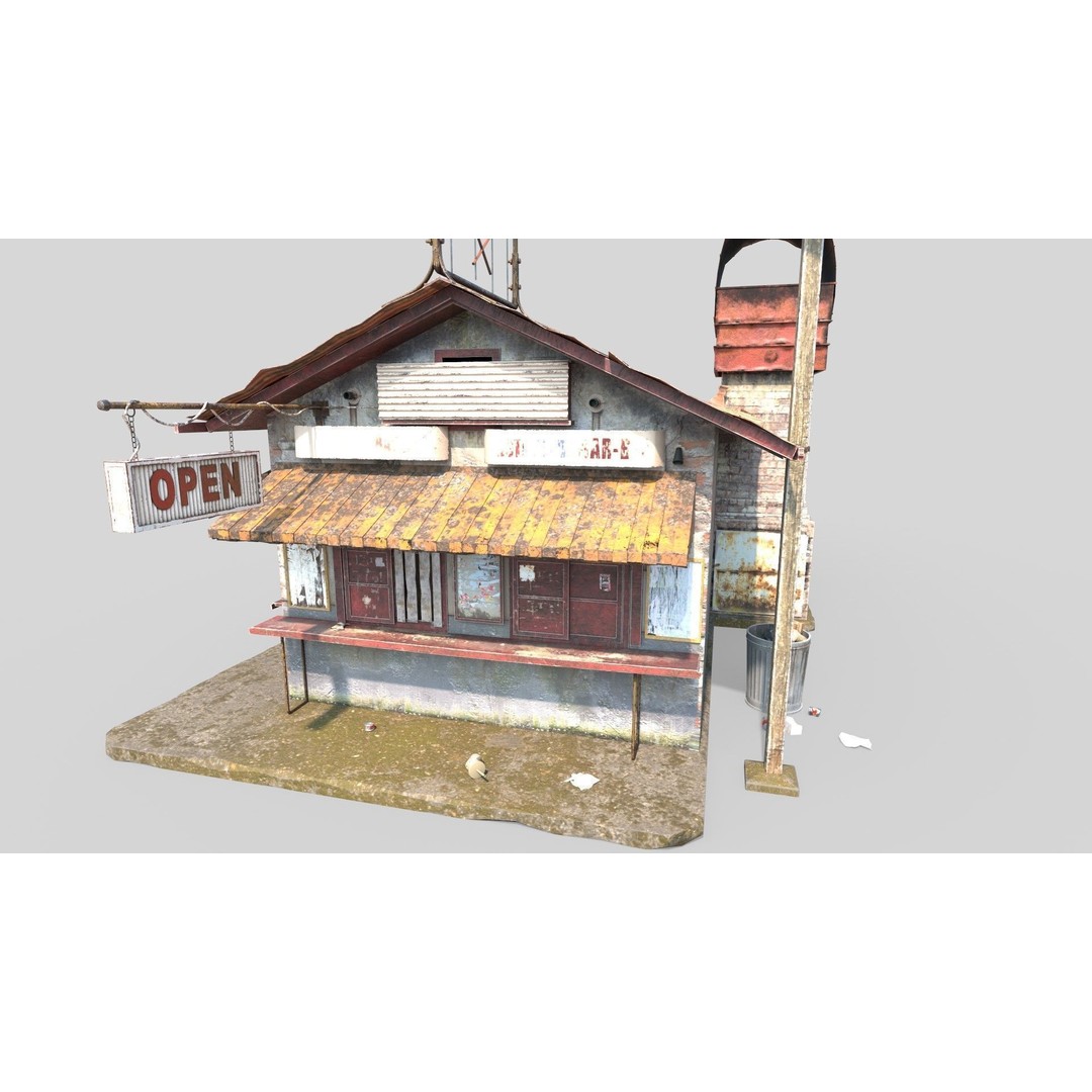 Abandoned Barbeque Restaurant 3D Model – Realistic PBR Asset, FBX, OBJ - View 10