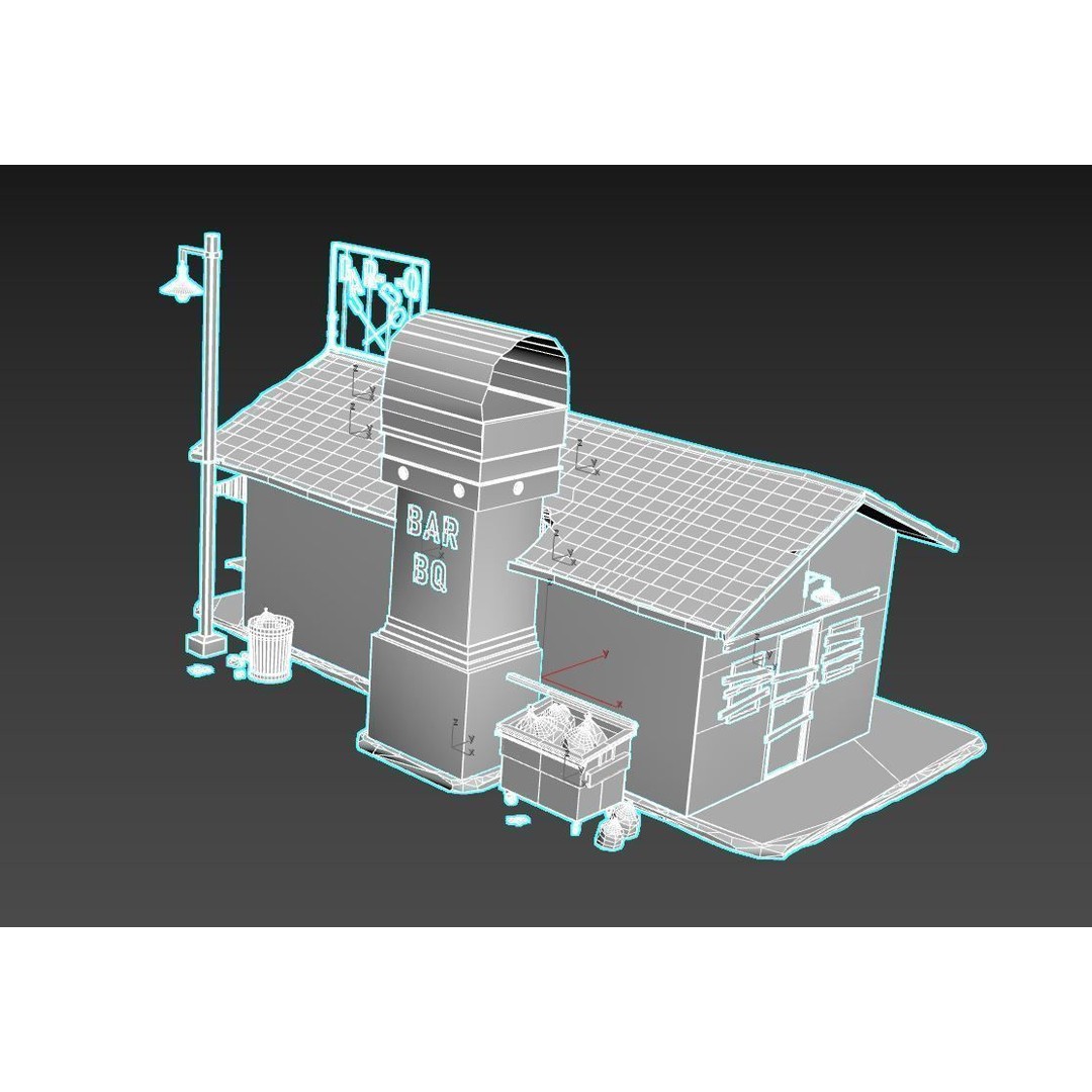 Abandoned Barbeque Restaurant 3D Model – Realistic PBR Asset, FBX, OBJ - View 14