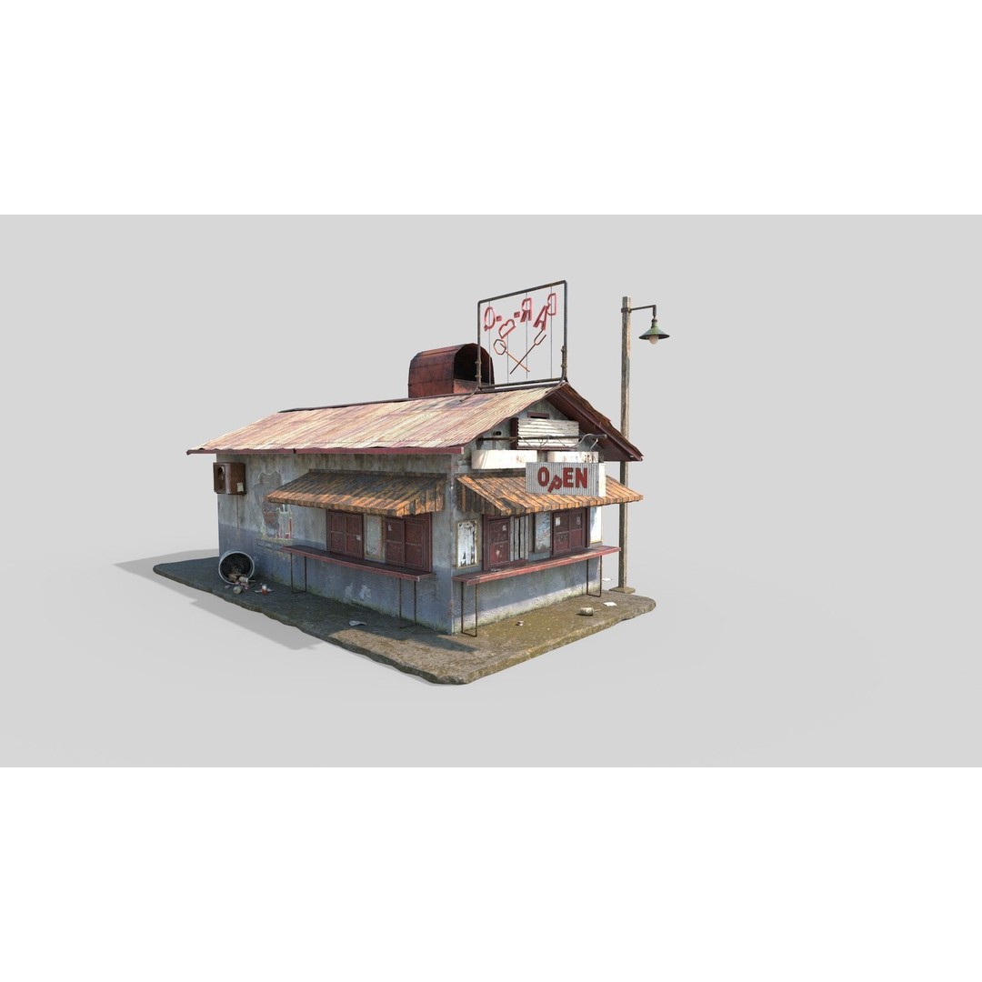 Abandoned Barbeque Restaurant 3D Model – Realistic PBR Asset, FBX, OBJ - View 5