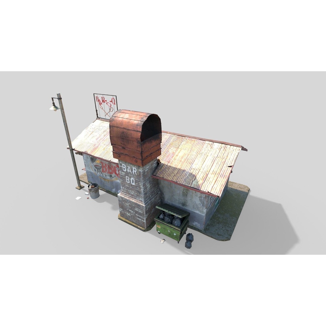 Abandoned Barbeque Restaurant 3D Model – Realistic PBR Asset, FBX, OBJ - View 7