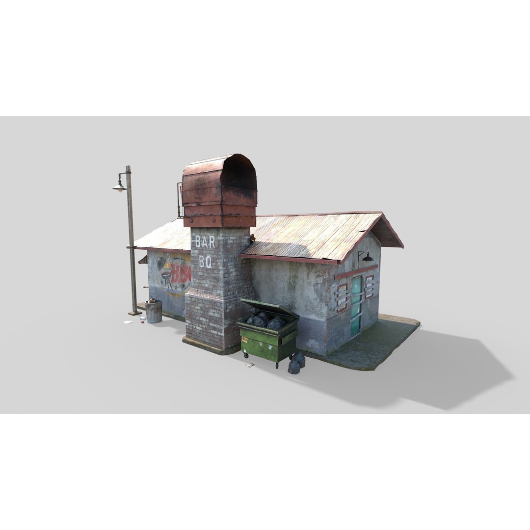 Abandoned Barbeque Restaurant 3D Model – Realistic PBR Asset, FBX, OBJ - View 9