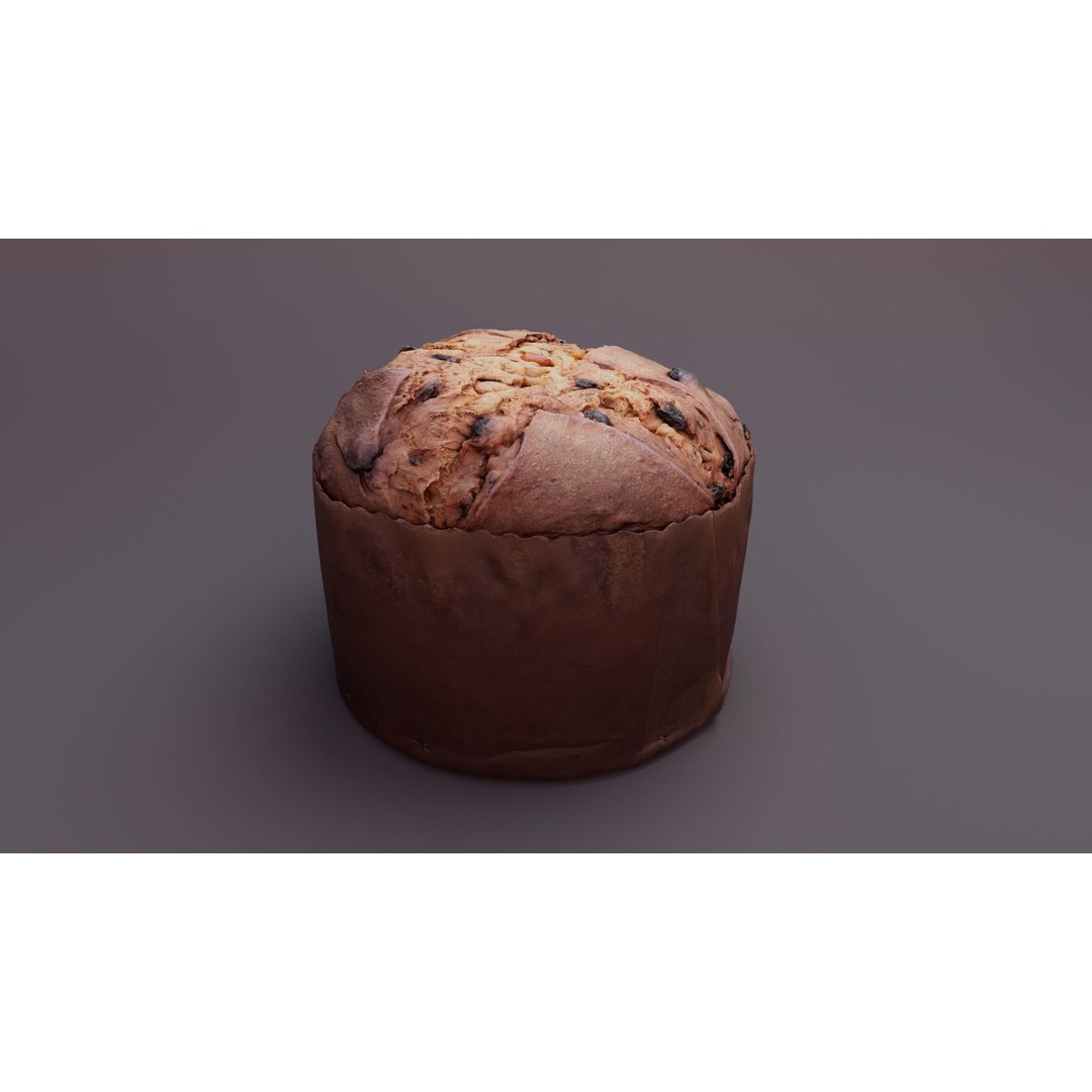 Panettone 3D Model – Realistic Christmas Dessert, FBX, PBR - View 3