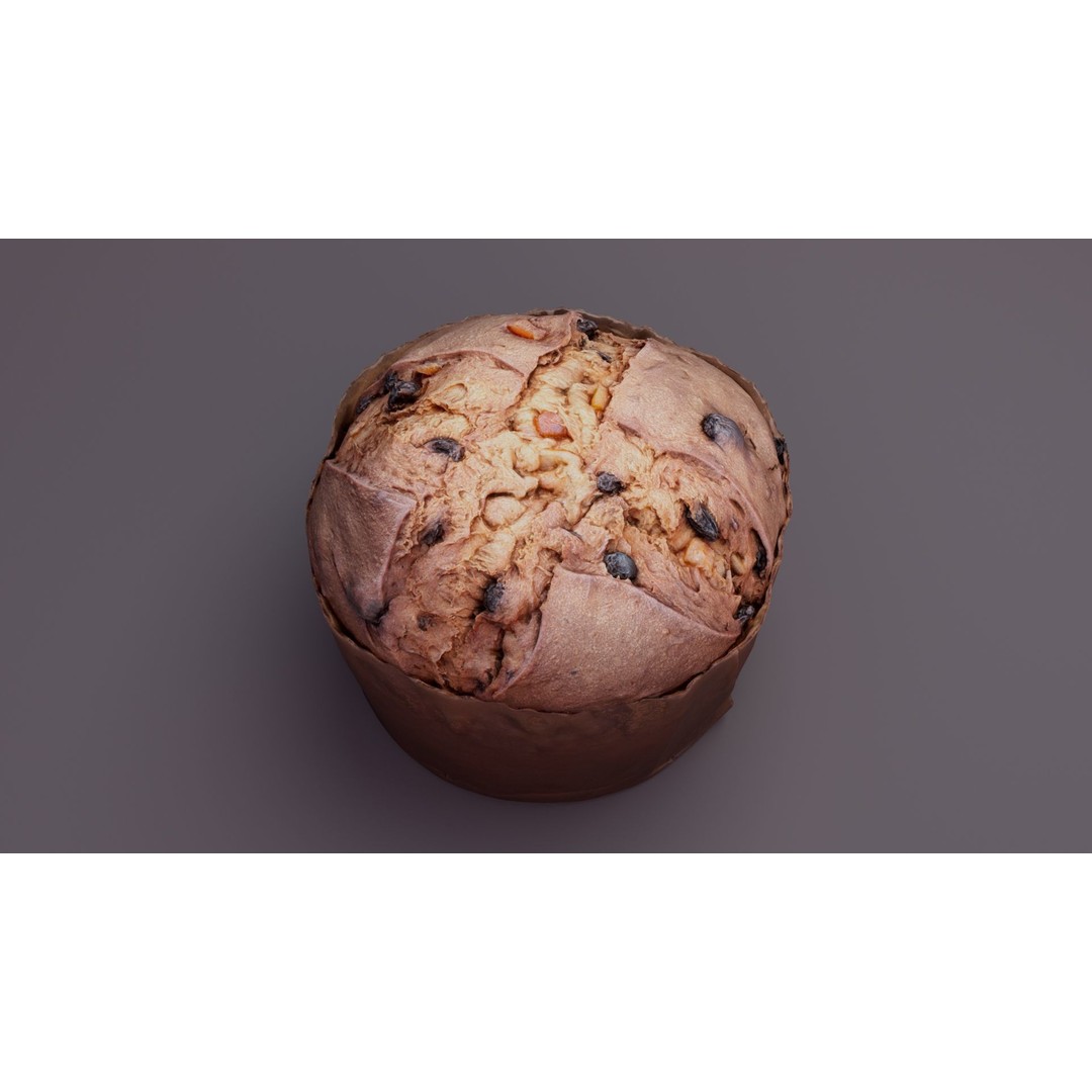 Panettone 3D Model – Realistic Christmas Dessert, FBX, PBR - View 4