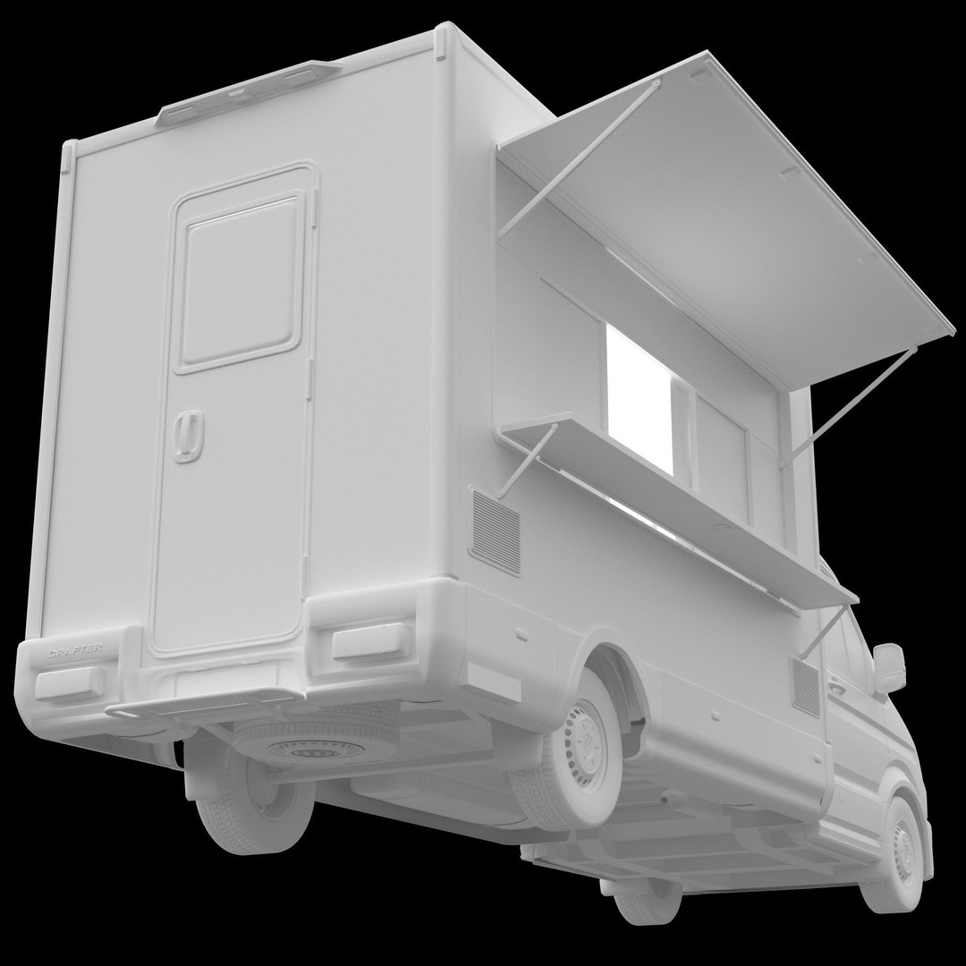 VW Crafter Food Truck 3D Model – Detailed Vehicle with Kitchen Equipment, FBX - View 15