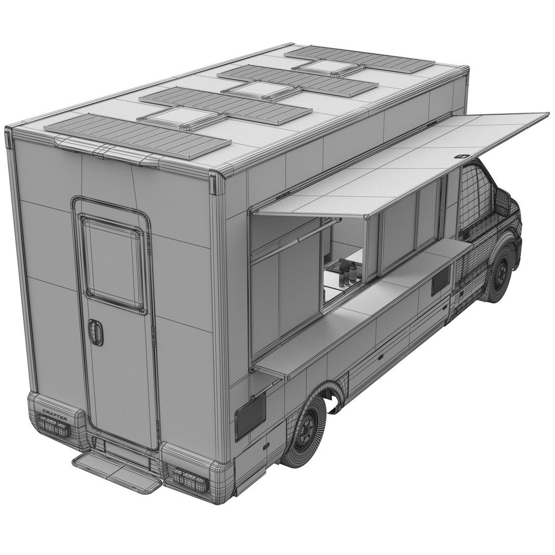 VW Crafter Food Truck 3D Model – Detailed Vehicle with Kitchen Equipment, FBX - View 16