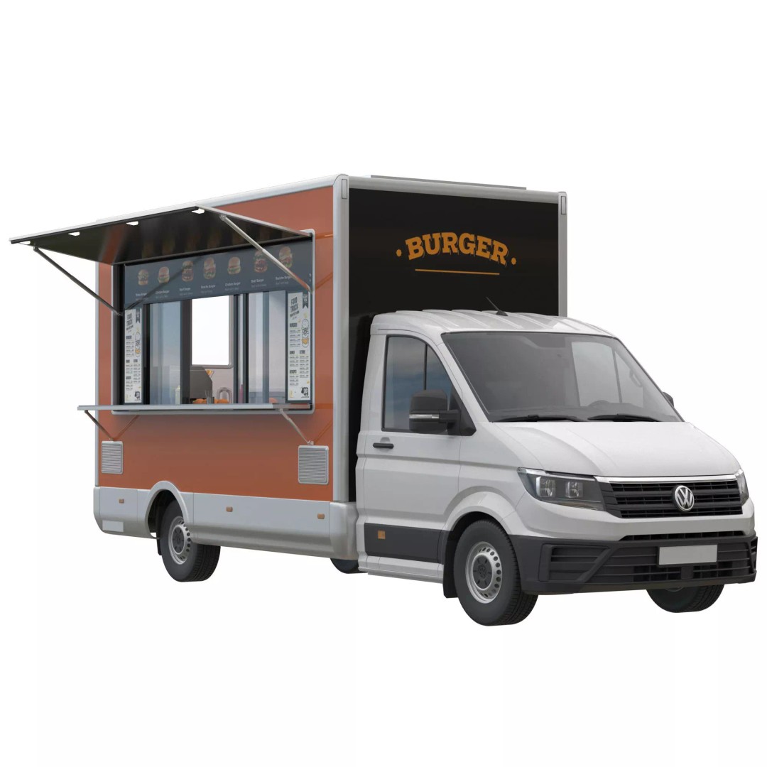 VW Crafter Food Truck 3D Model – Detailed Vehicle with Kitchen Equipment, FBX - View 2