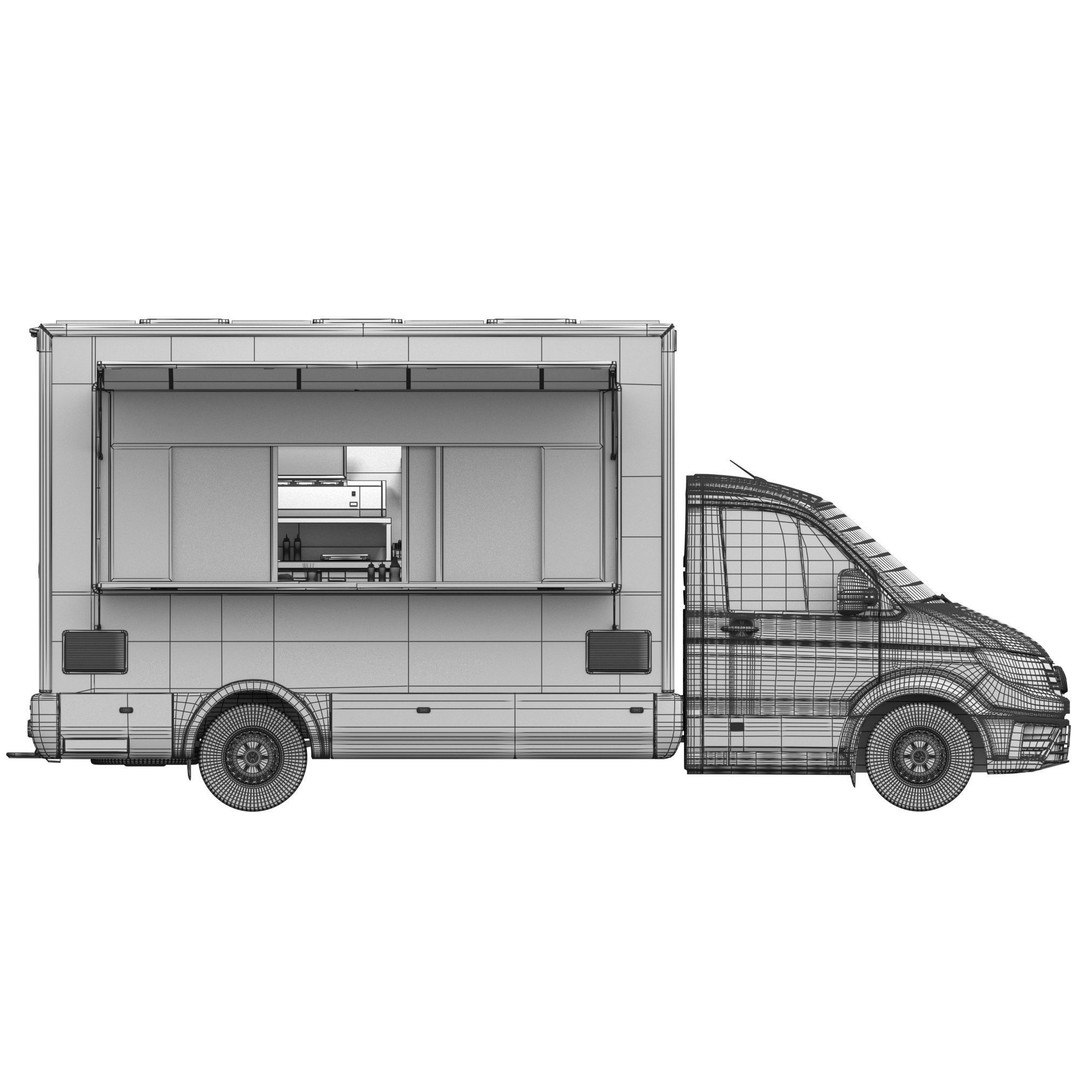 VW Crafter Food Truck 3D Model – Detailed Vehicle with Kitchen Equipment, FBX - View 20
