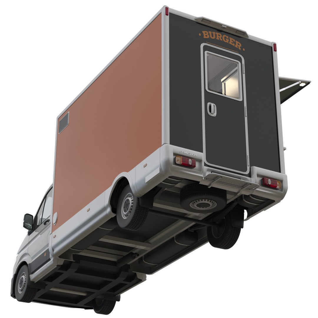 VW Crafter Food Truck 3D Model – Detailed Vehicle with Kitchen Equipment, FBX - View 4