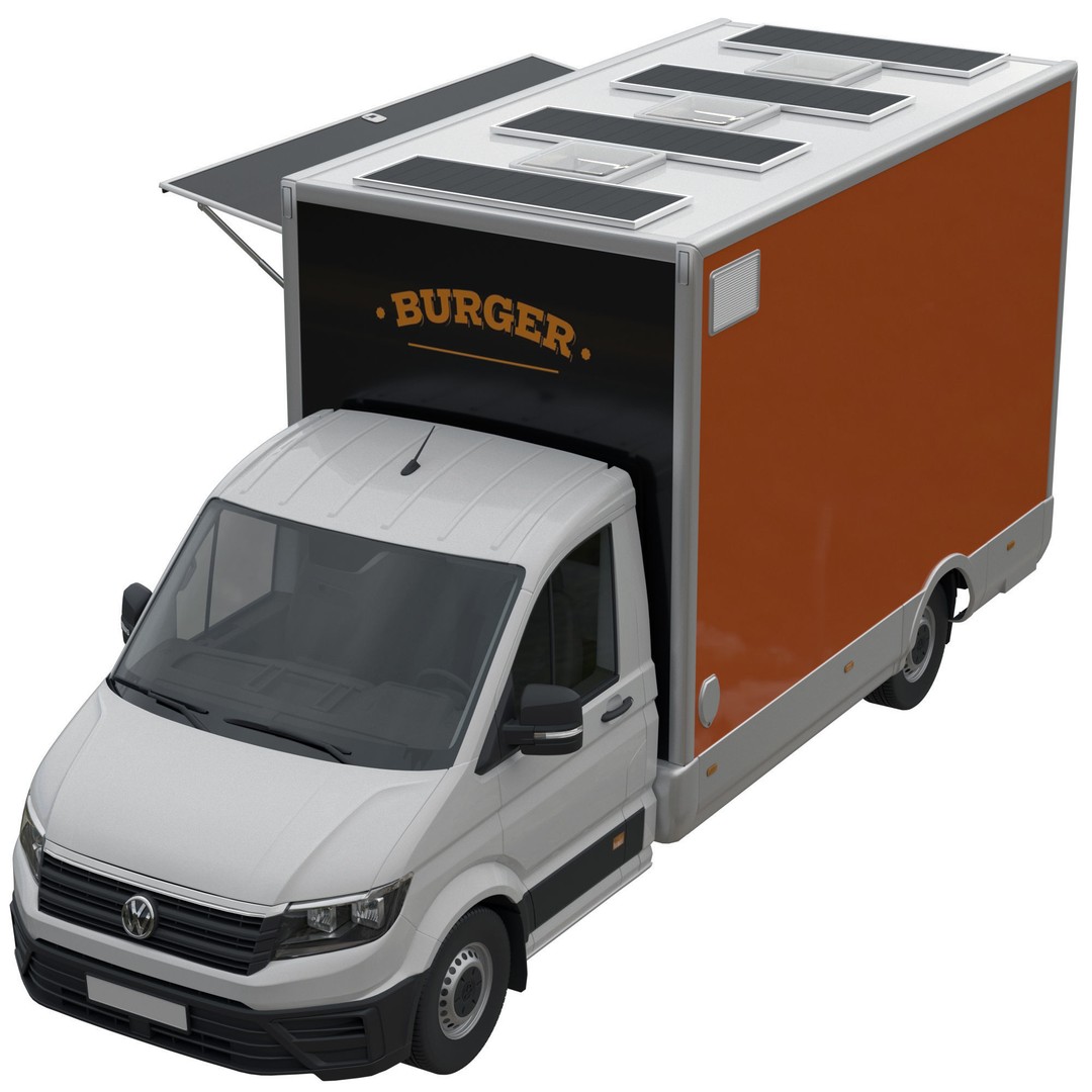 VW Crafter Food Truck 3D Model – Detailed Vehicle with Kitchen Equipment, FBX - View 5