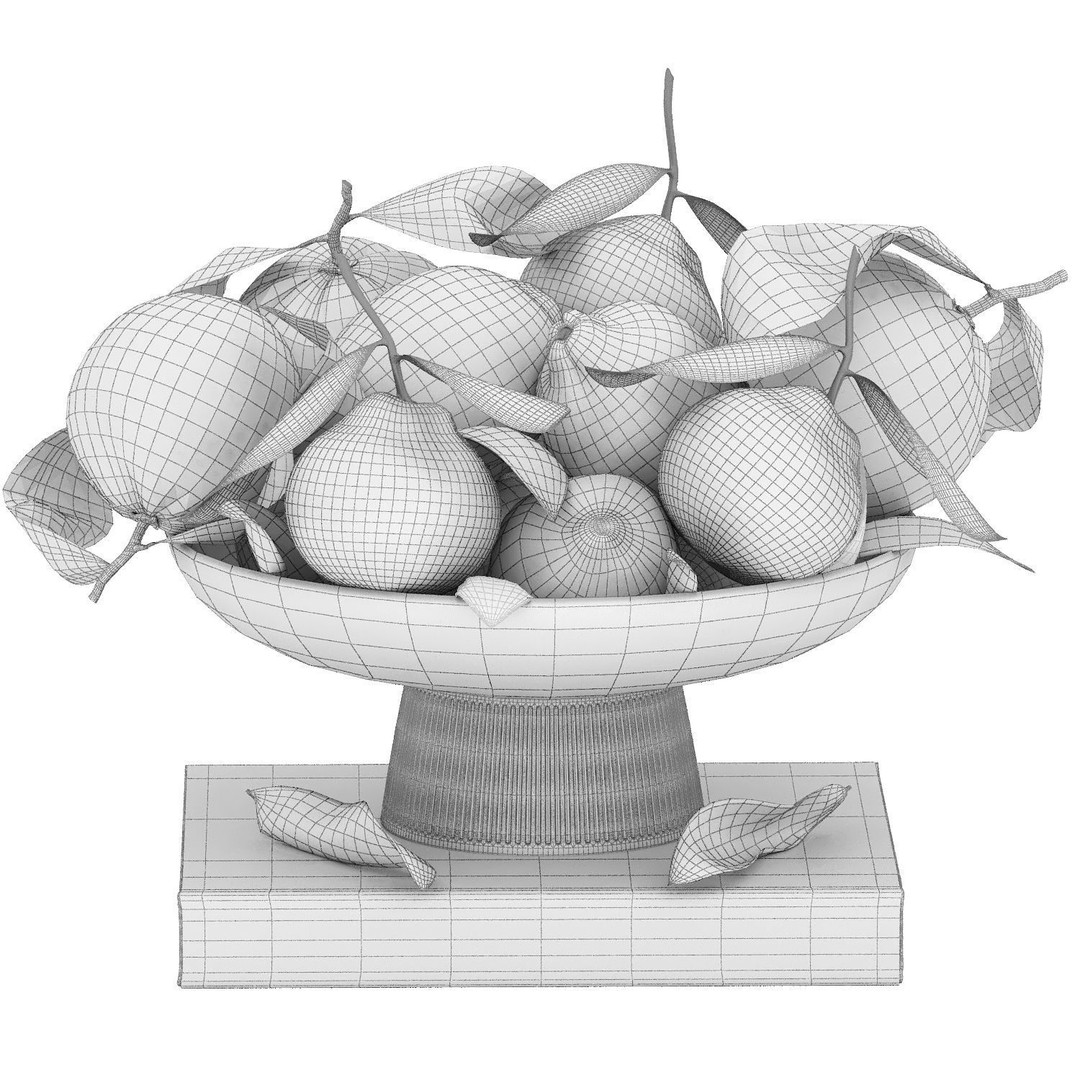 Citrus Fruit Bowl 3D Model – PBR Textured OBJ for Kitchen Decor