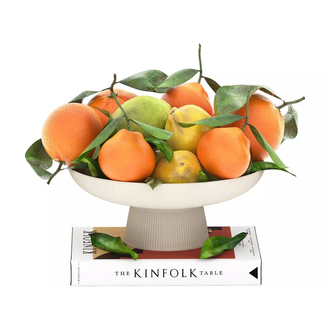 Citrus Fruit Bowl 3D Model – PBR Textured OBJ for Kitchen Decor - View 2