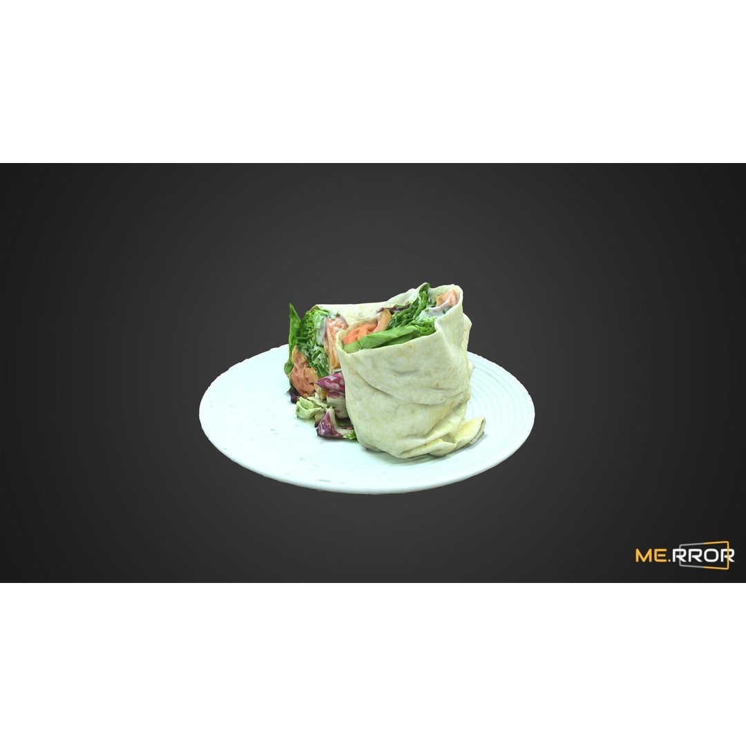 Salmon Salad Wrap 3D Model – High Poly Scanned Asset, FBX, OBJ - View 3