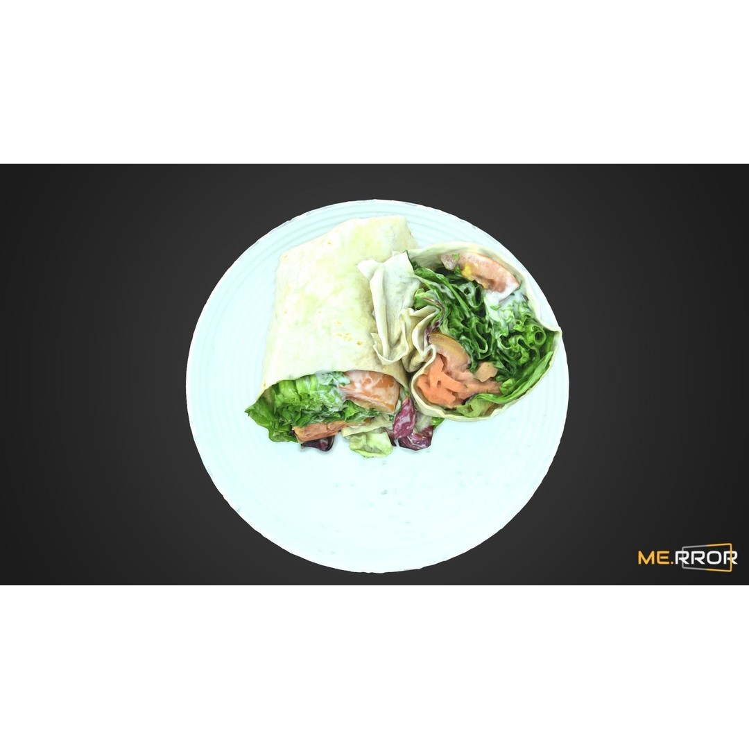 Salmon Salad Wrap 3D Model – High Poly Scanned Asset, FBX, OBJ - View 5