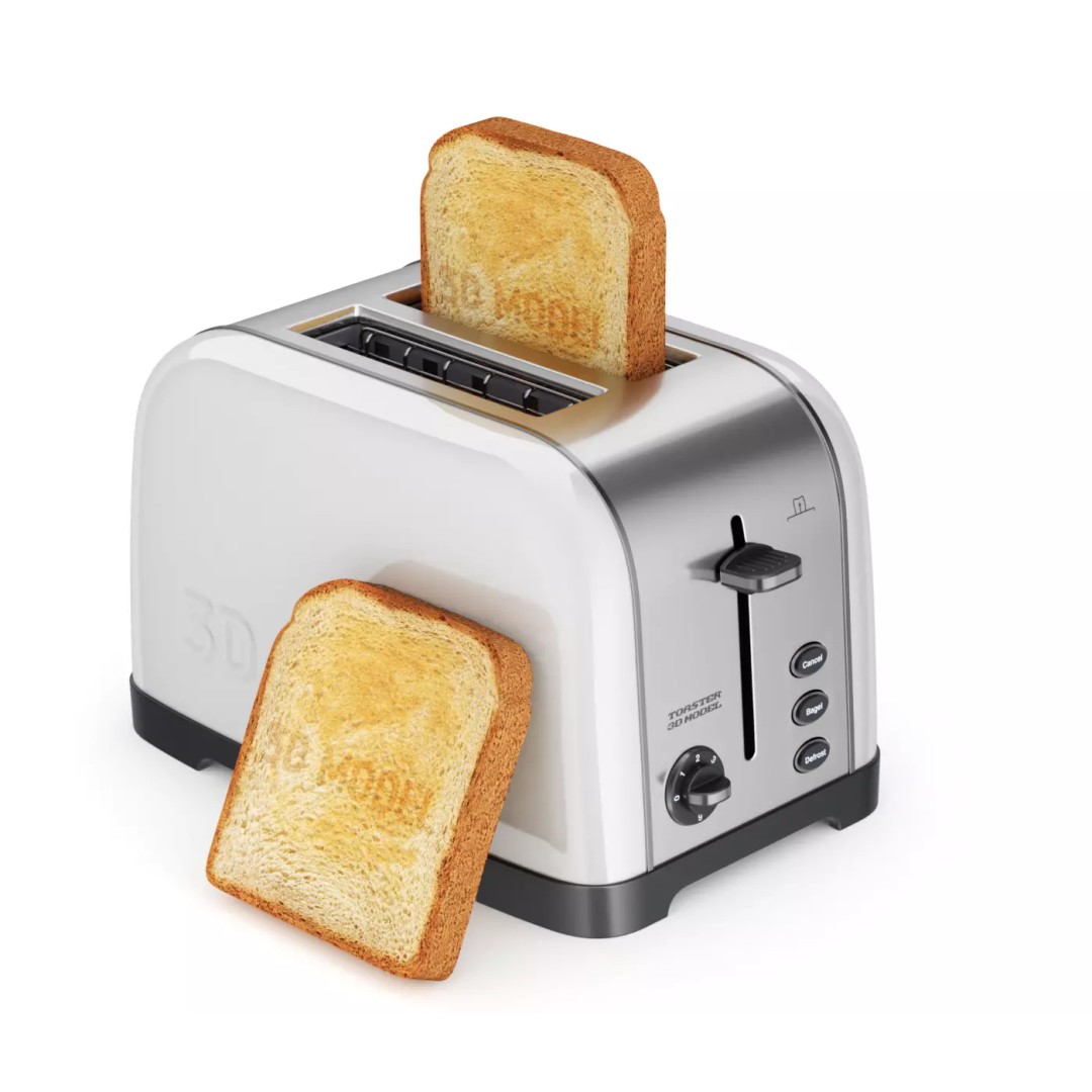 Toaster 3D Model – Retro Kitchen Appliance with Textures, FBX & OBJ - View 2