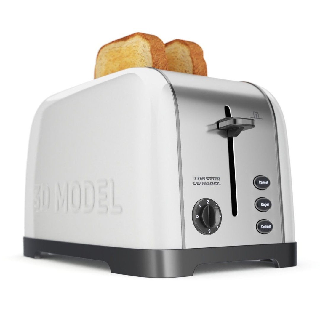 Toaster 3D Model – Retro Kitchen Appliance with Textures, FBX & OBJ - View 9