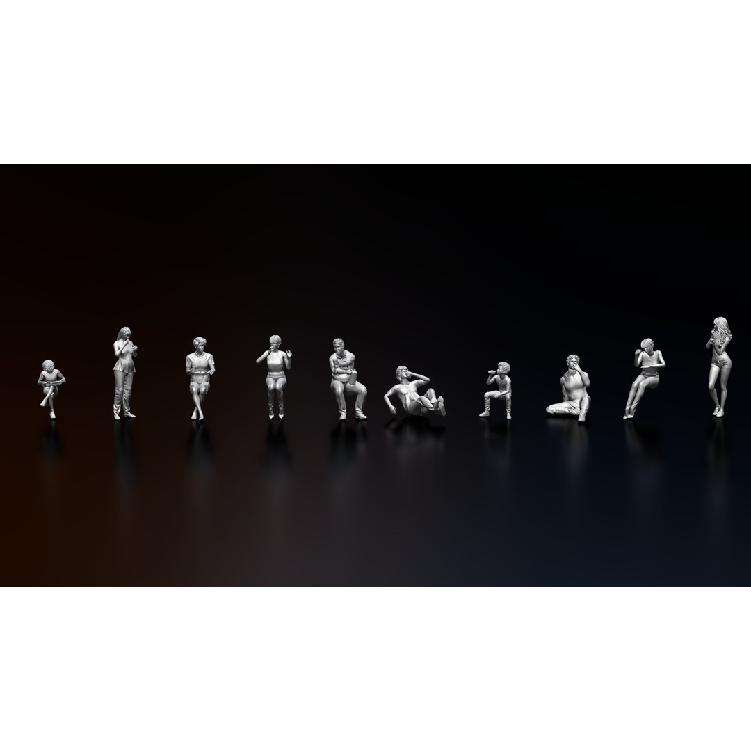 Eating People 3D Model – High Poly Character Poses for 3D Printing, STL, OBJ - View 10
