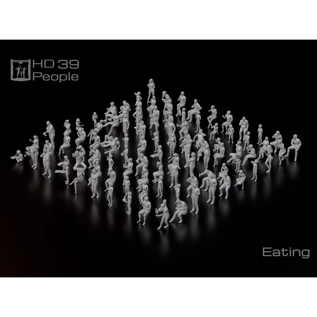 Eating People 3D Model – High Poly Character Poses for 3D Printing, STL, OBJ - View 2