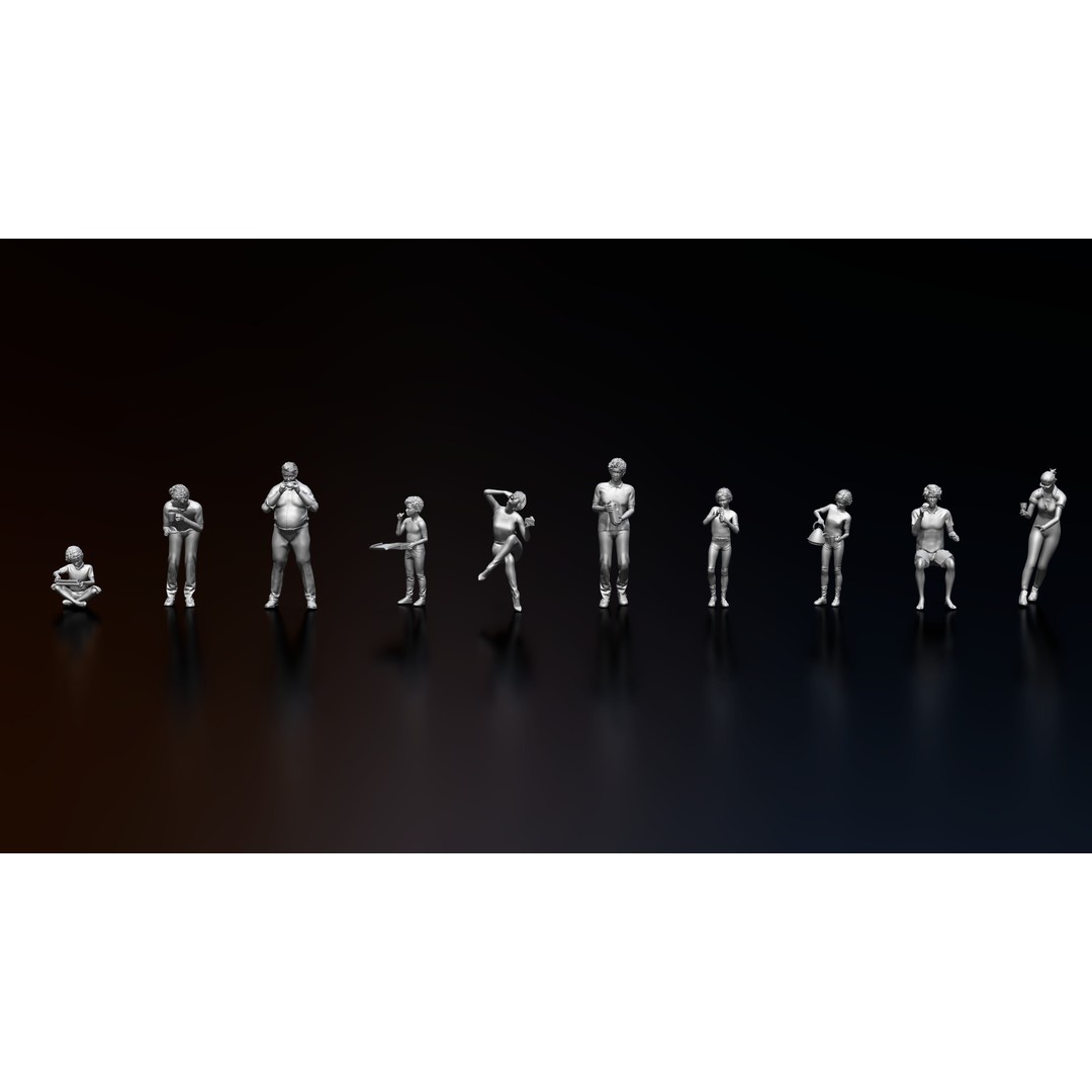 Eating People 3D Model – High Poly Character Poses for 3D Printing, STL, OBJ - View 3