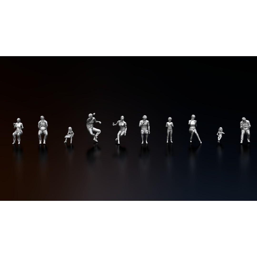 Eating People 3D Model – High Poly Character Poses for 3D Printing, STL, OBJ - View 4