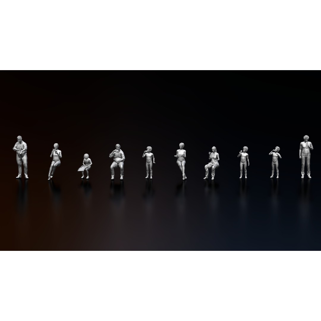 Eating People 3D Model – High Poly Character Poses for 3D Printing, STL, OBJ - View 5