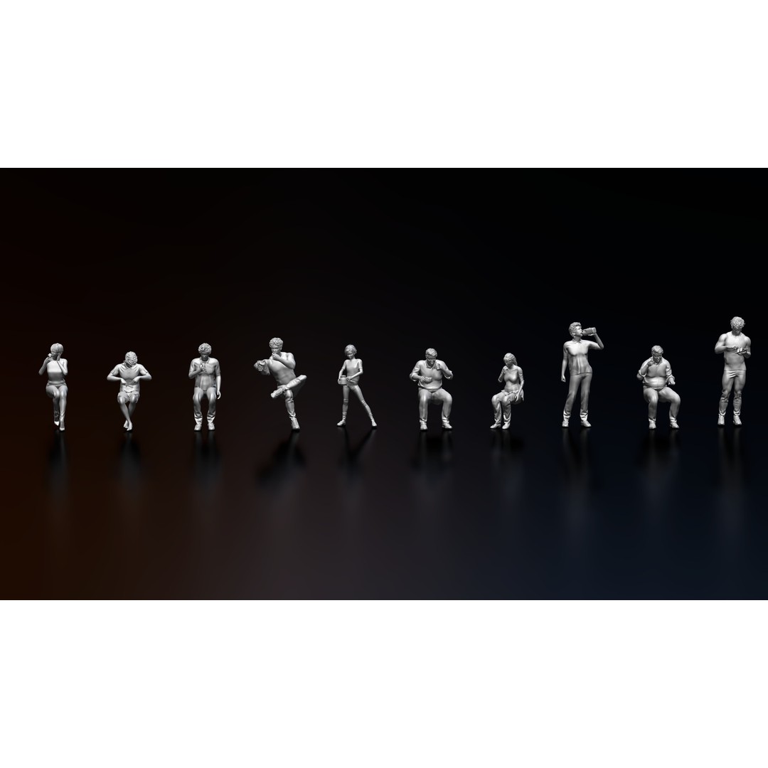Eating People 3D Model – High Poly Character Poses for 3D Printing, STL, OBJ - View 6