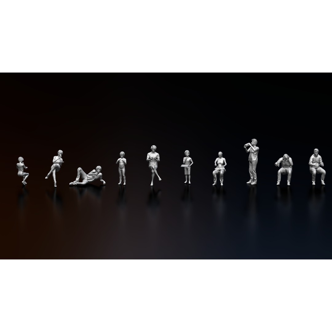 Eating People 3D Model – High Poly Character Poses for 3D Printing, STL, OBJ - View 7