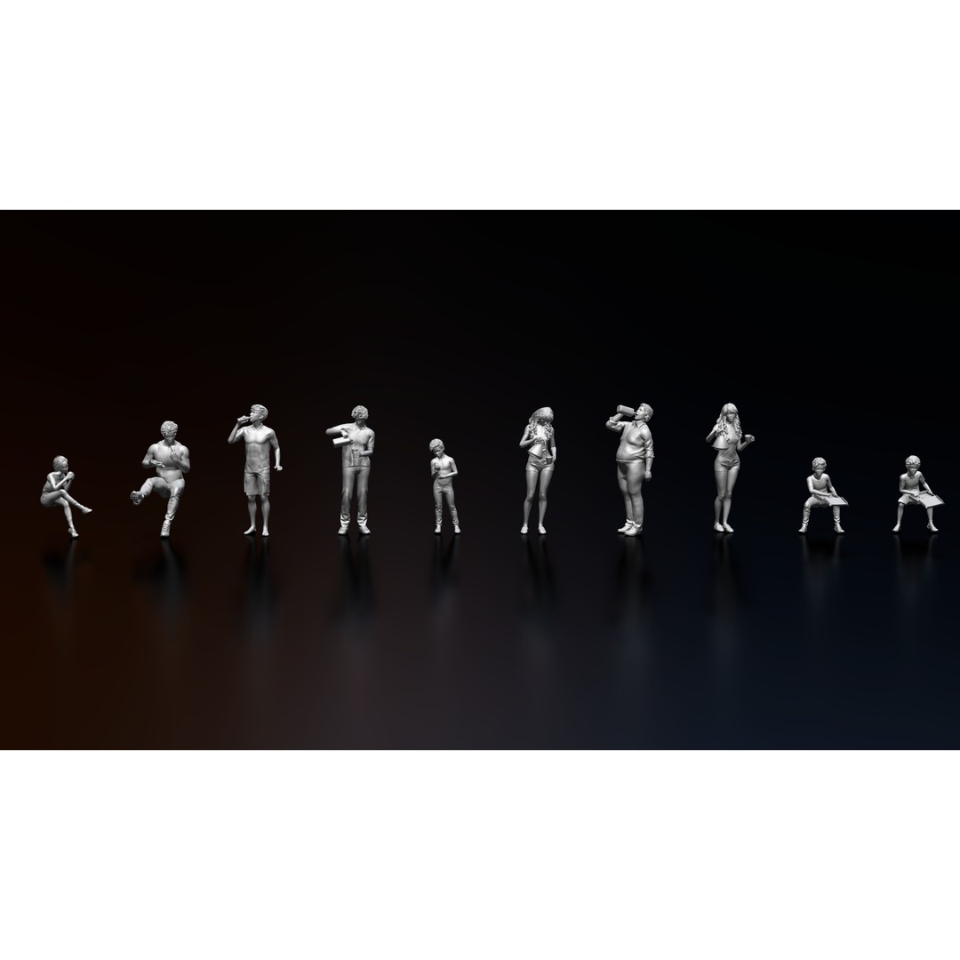 Eating People 3D Model – High Poly Character Poses for 3D Printing, STL, OBJ - View 8