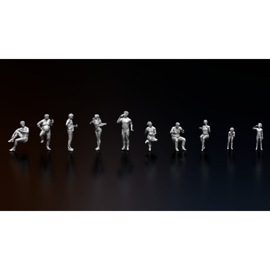 Eating People 3D Model – High Poly Character Poses for 3D Printing, STL, OBJ - View 9