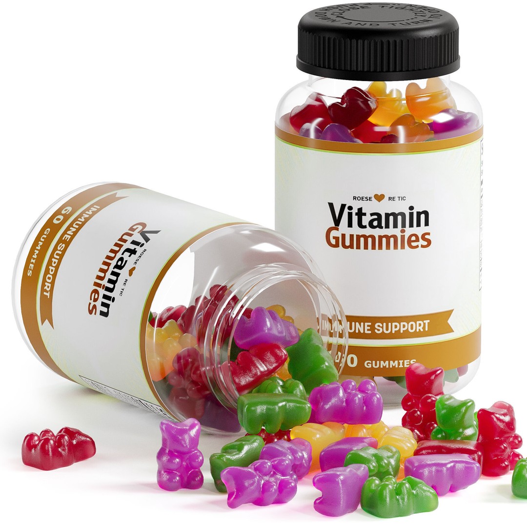 Gummy Bears 3D Model – Realistic Supplement Bottle, FBX, OBJ - View 4