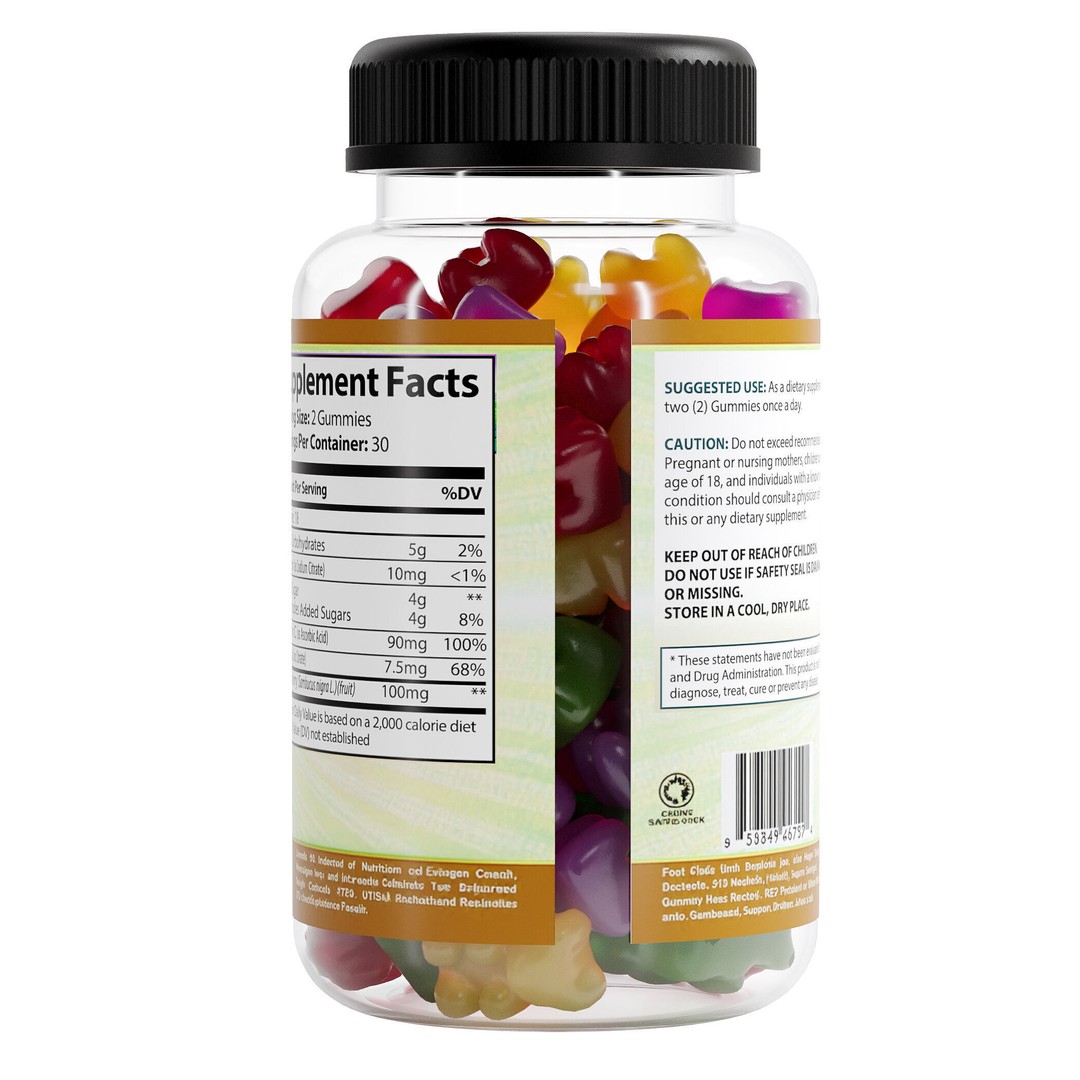Gummy Bears 3D Model – Realistic Supplement Bottle, FBX, OBJ - View 5