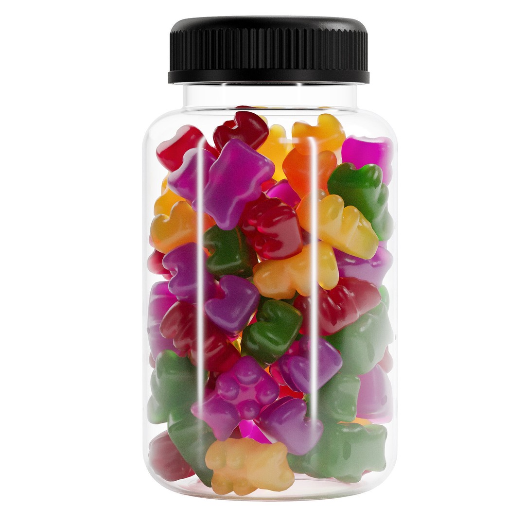 Gummy Bears 3D Model – Realistic Supplement Bottle, FBX, OBJ - View 6