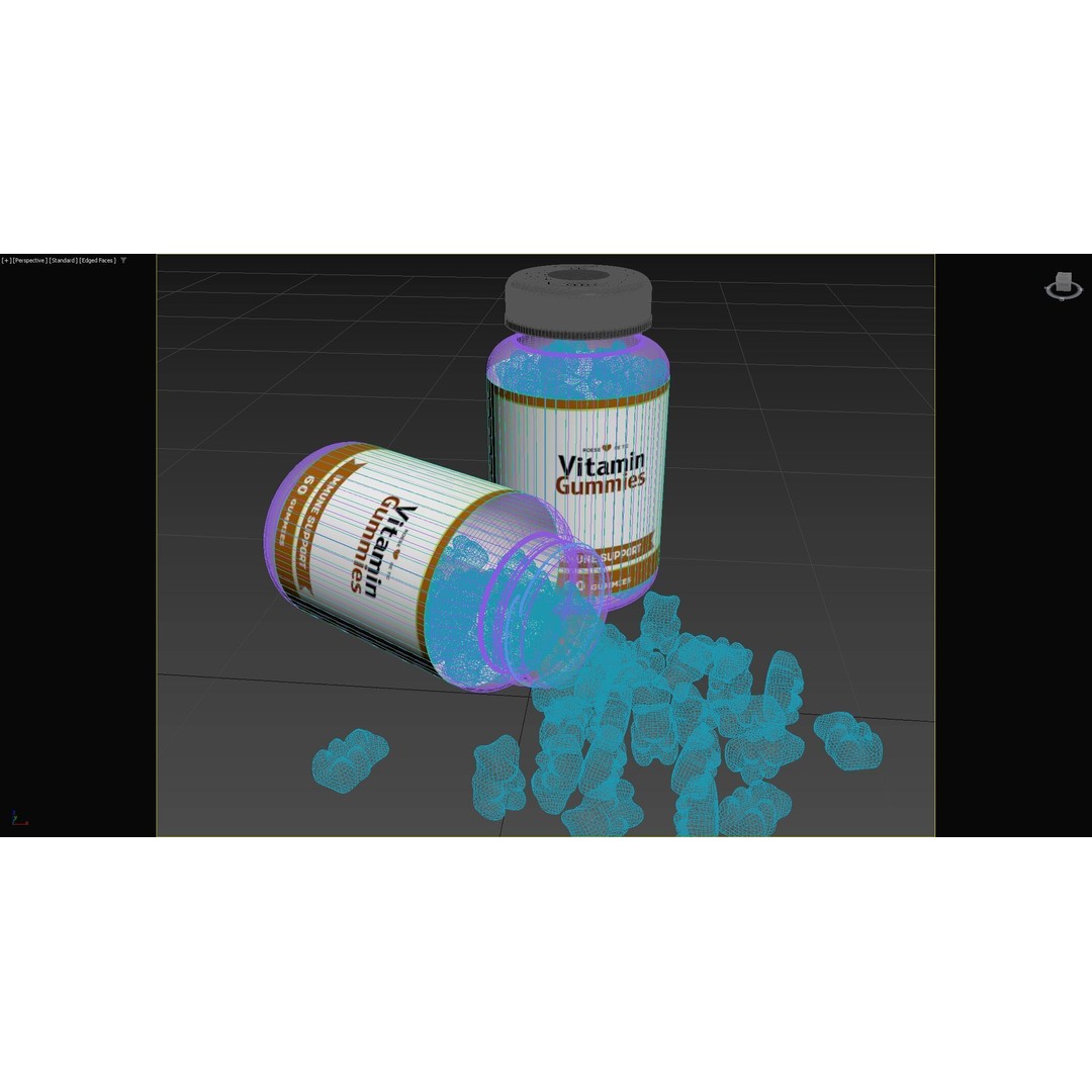 Gummy Bears 3D Model – Realistic Supplement Bottle, FBX, OBJ - View 8