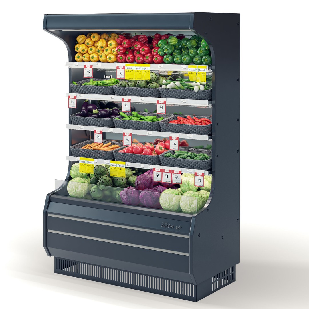 Vegetables Display Fridge 3D Model – Realistic Supermarket Asset, FBX, OBJ - View 4