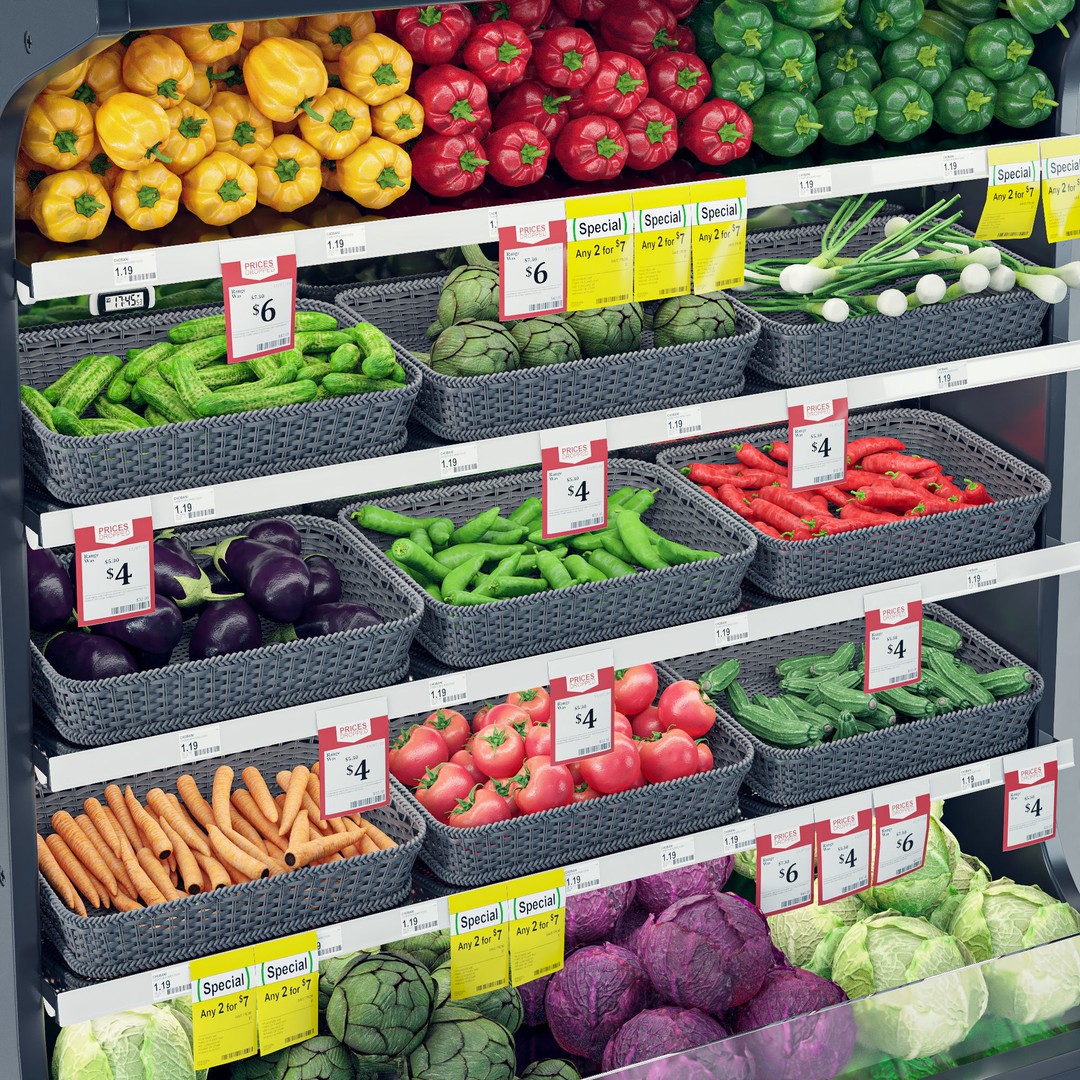 Vegetables Display Fridge 3D Model – Realistic Supermarket Asset, FBX, OBJ - View 6