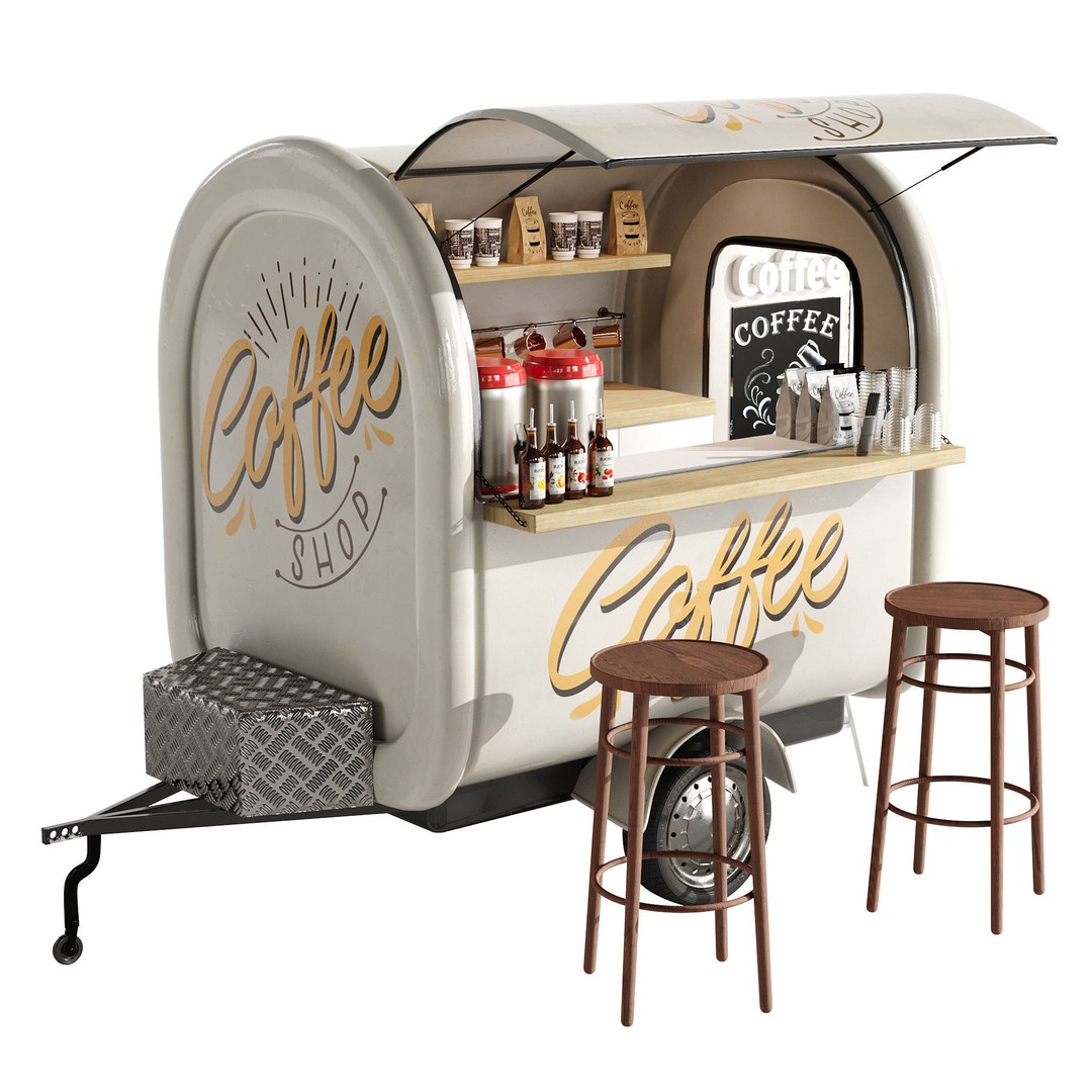 Coffee Truck 3D Model – High Poly Food Truck, FBX, OBJ Formats - View 18