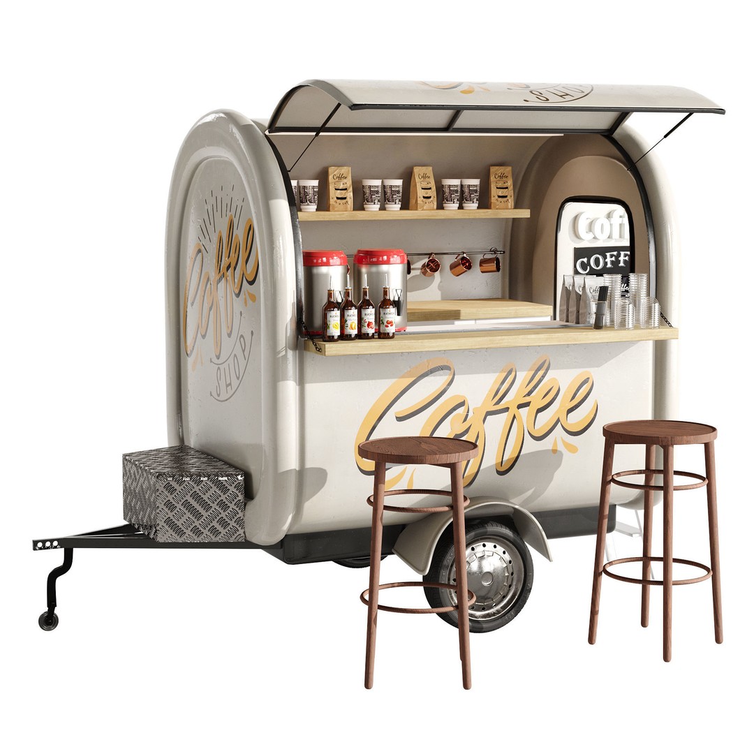 Coffee Truck 3D Model – High Poly Food Truck, FBX, OBJ Formats - View 19