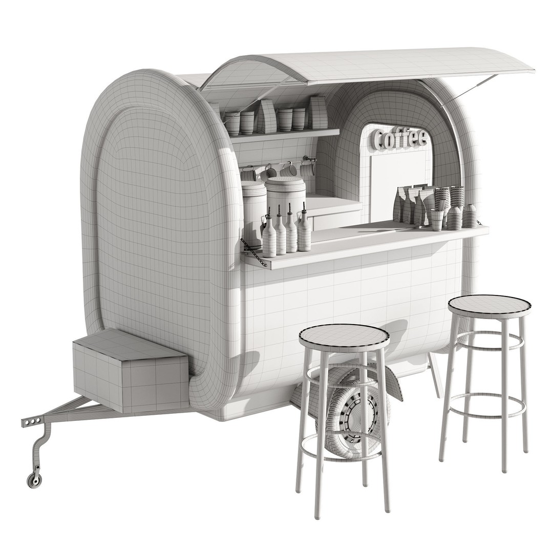 Coffee Truck 3D Model – High Poly Food Truck, FBX, OBJ Formats - View 20