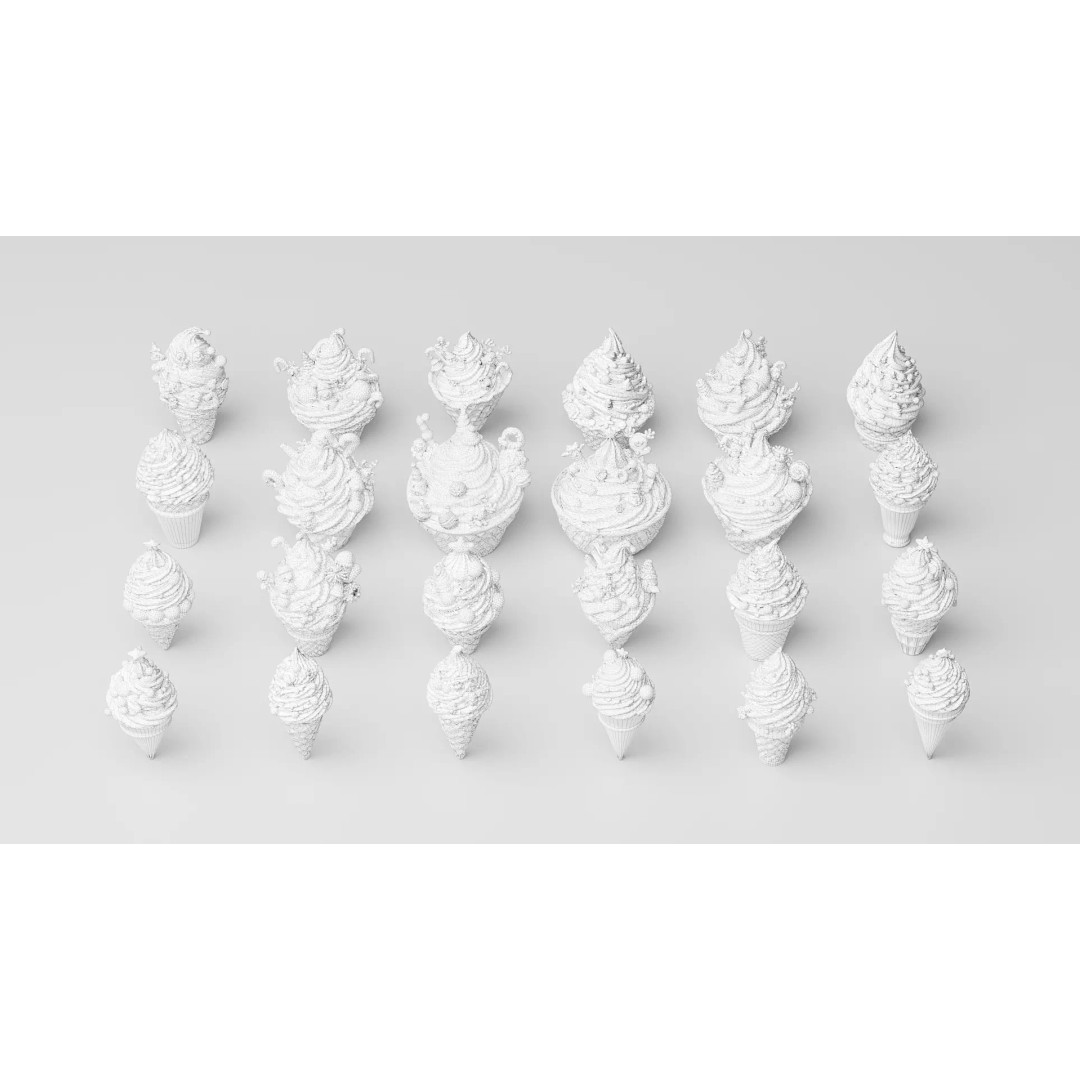 Christmas-Style Ice Cream Cone 3D Model – PBR Textures, Game-Ready Formats