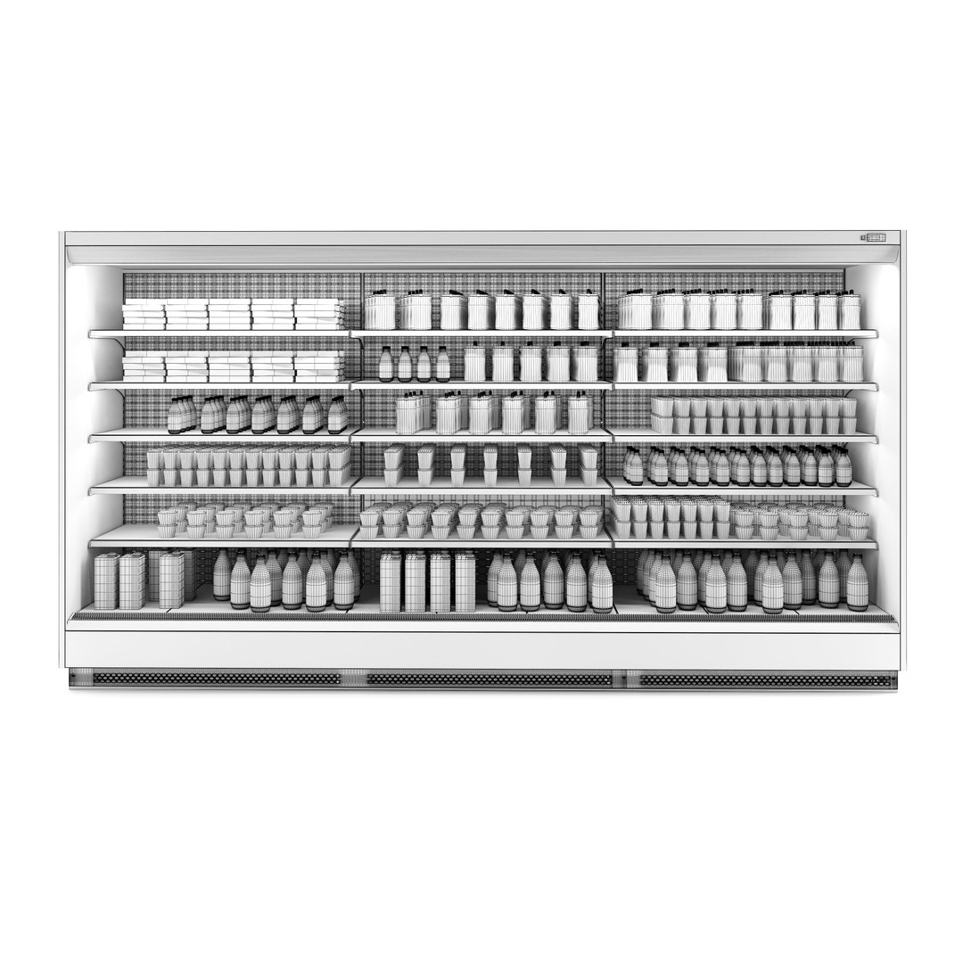 Vertical Multi Deck Refrigerator 3D Model – PBR Textured, FBX, Game-Ready - View 5