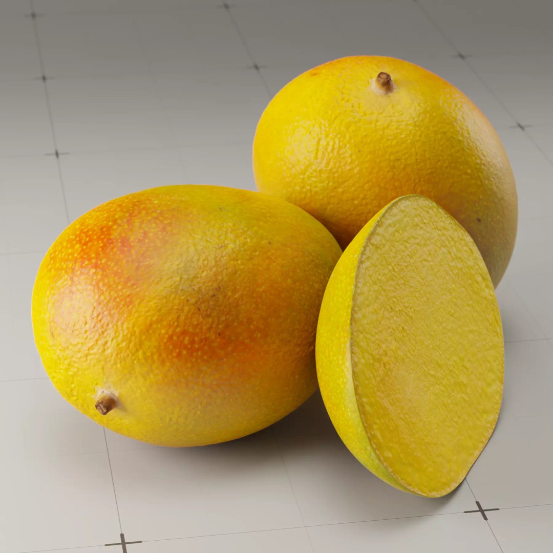 Photorealistic Mango 3D Model – High Poly, PBR Textures, Blender - View 2